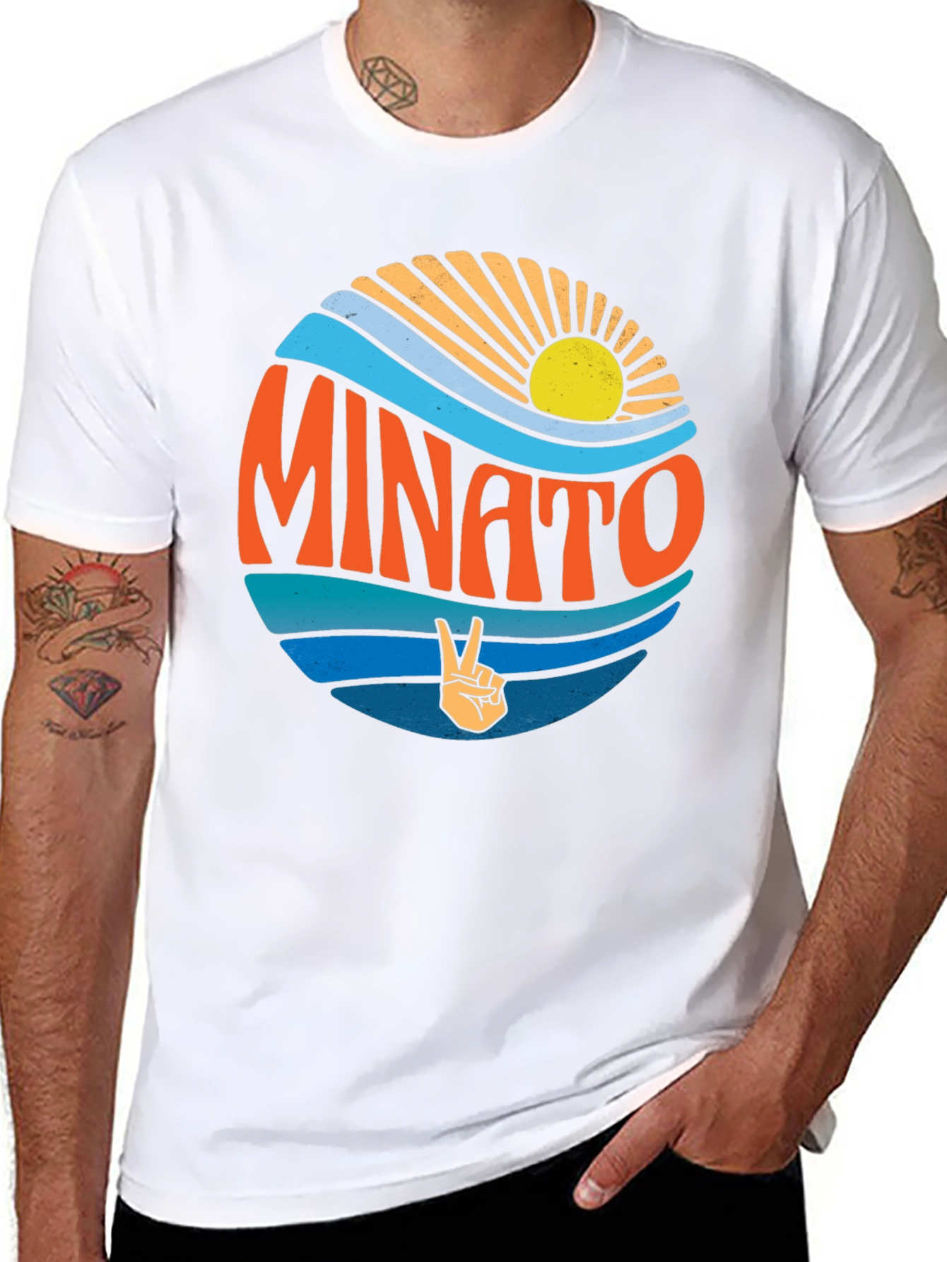 Minato Peace Sign Graphic Tee - Retro Summer Vibes