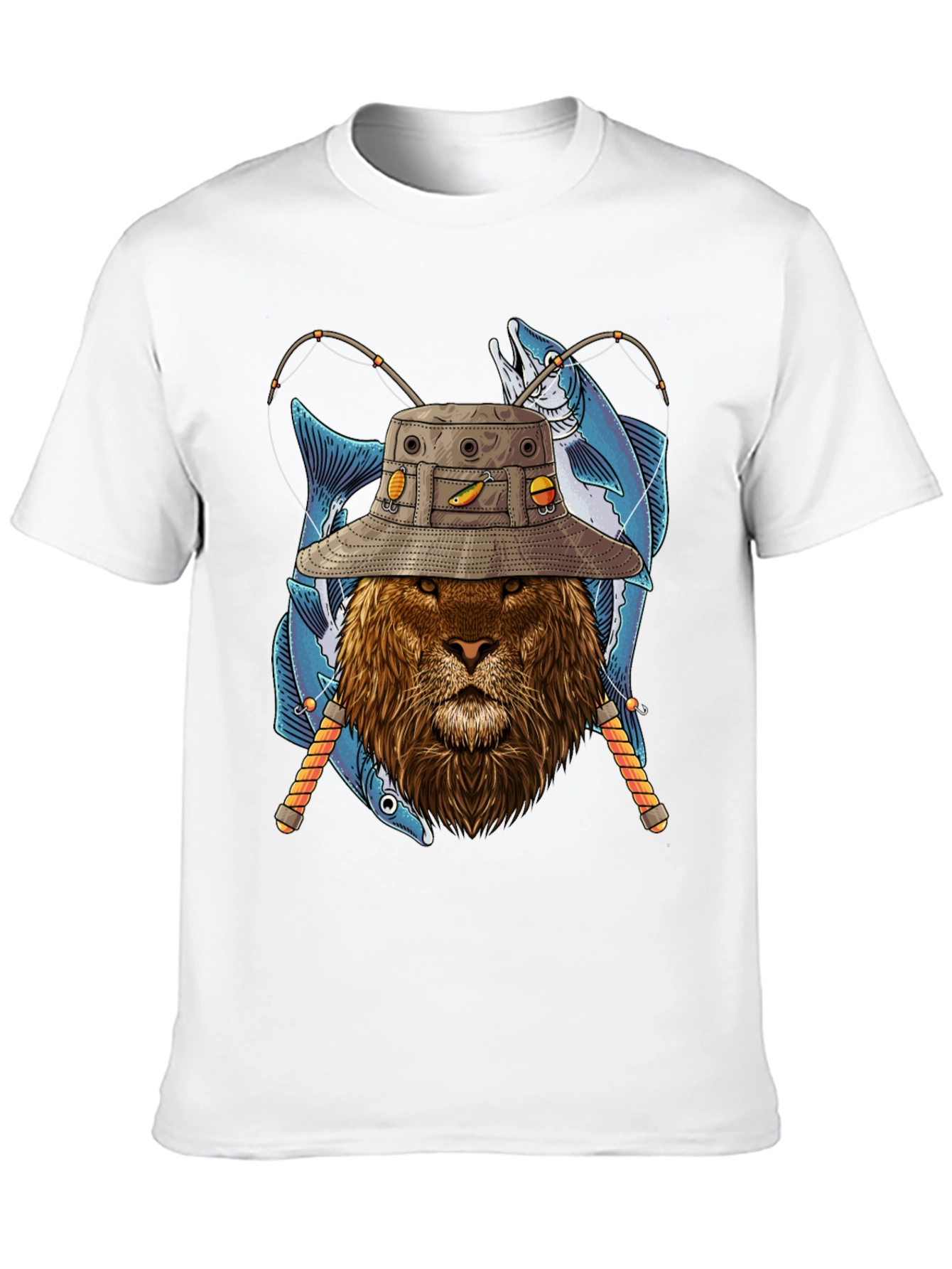 Fishing Lion Graphic Tee