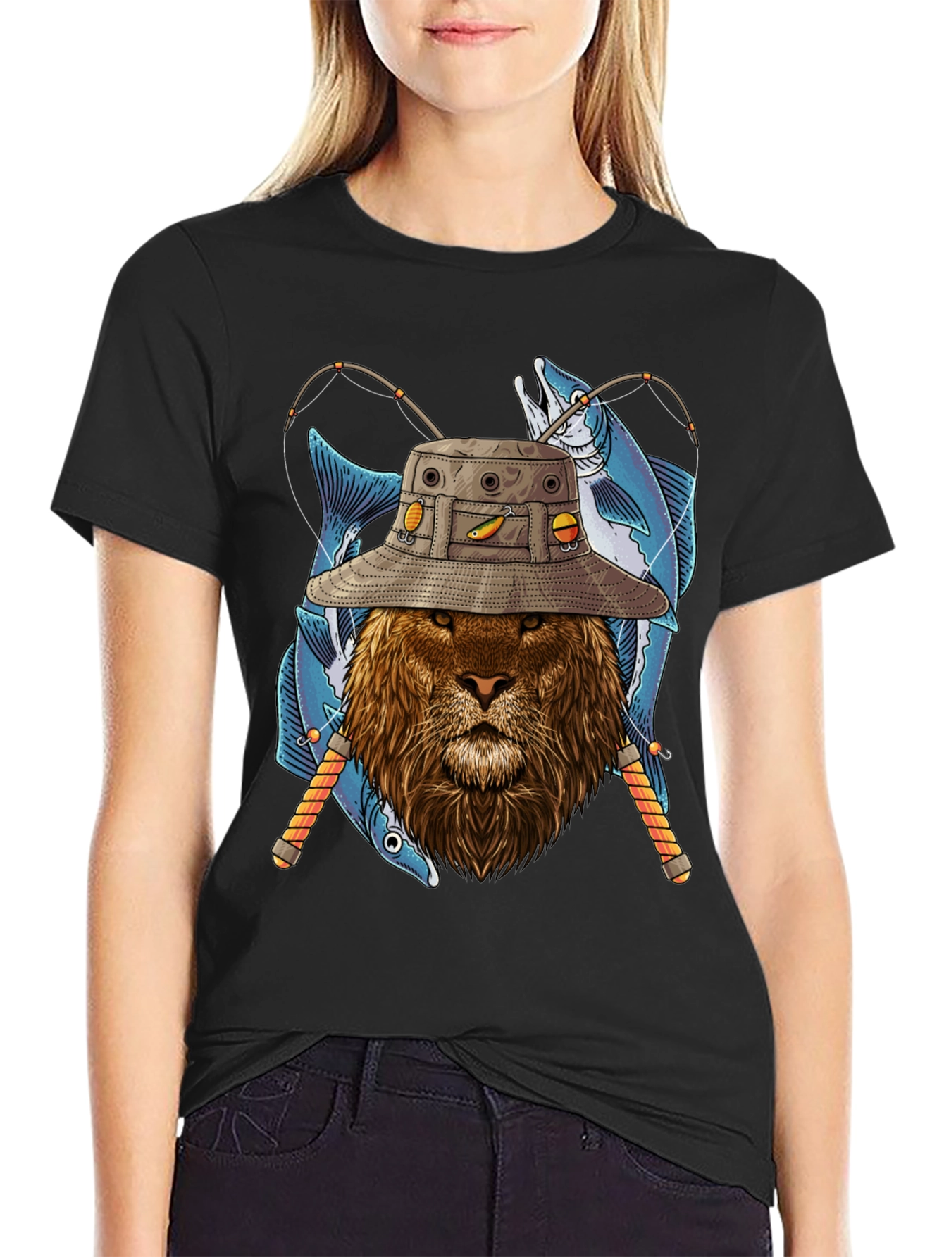Fishing Lion Graphic Tee