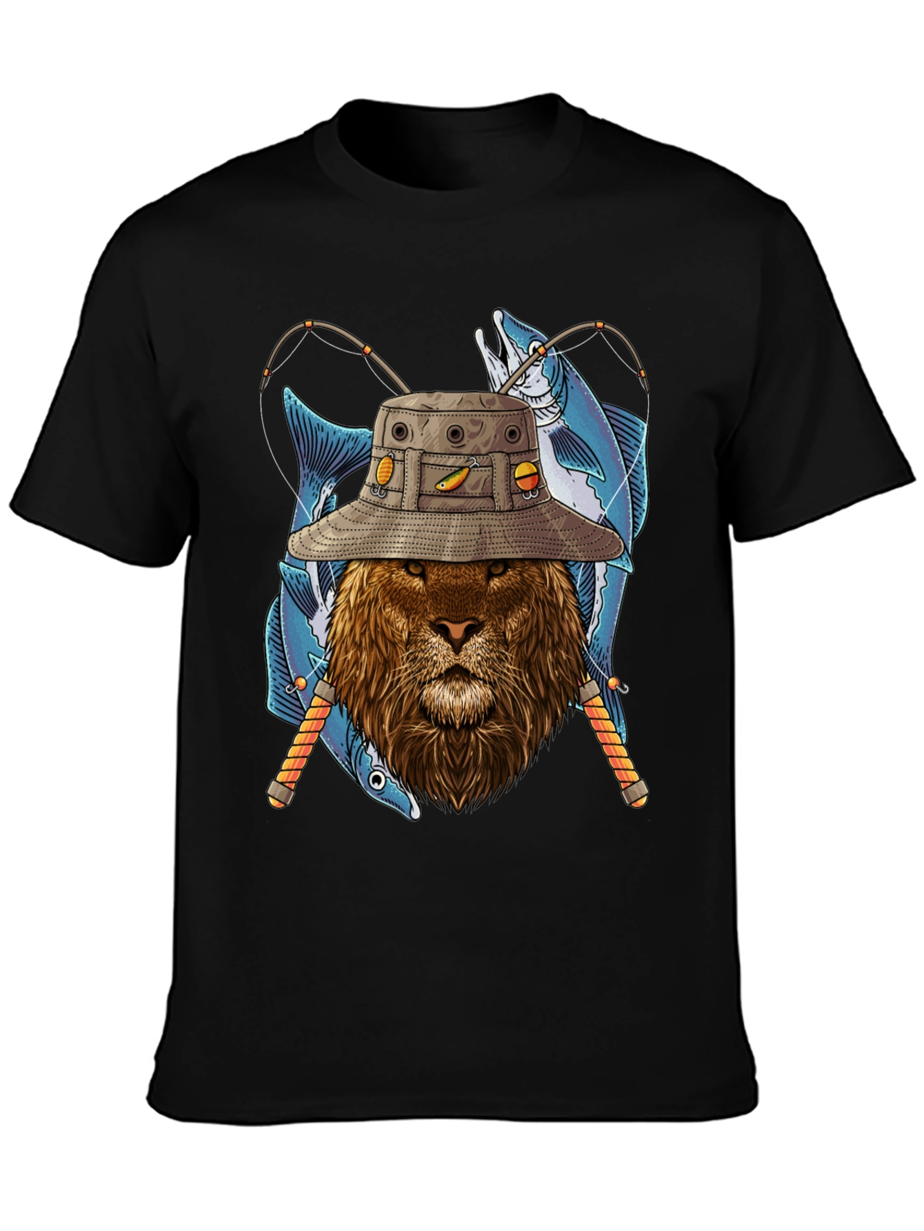 Fishing Lion Graphic Tee