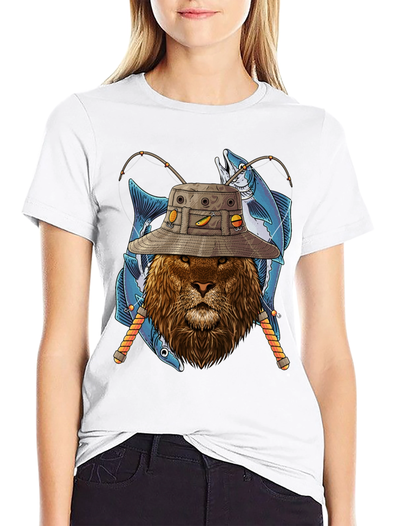 Fishing Lion Graphic Tee