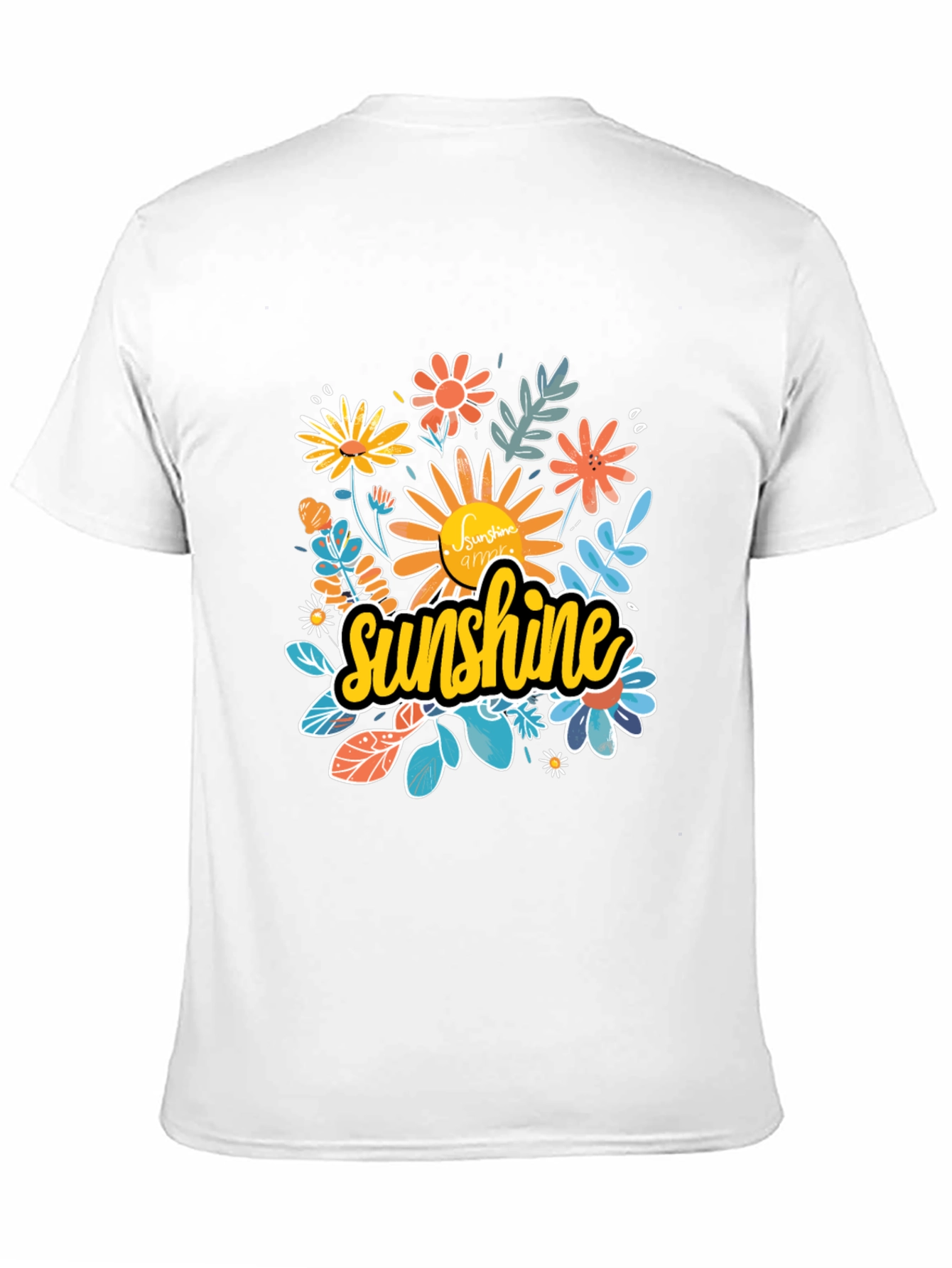 Sunshine Floral Graphic Black T-Shirt