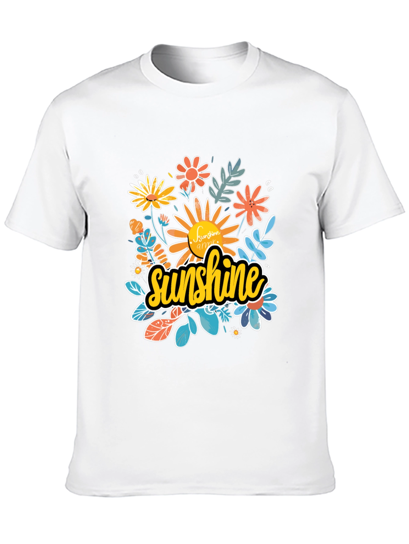 Sunshine Floral Graphic Black T-Shirt