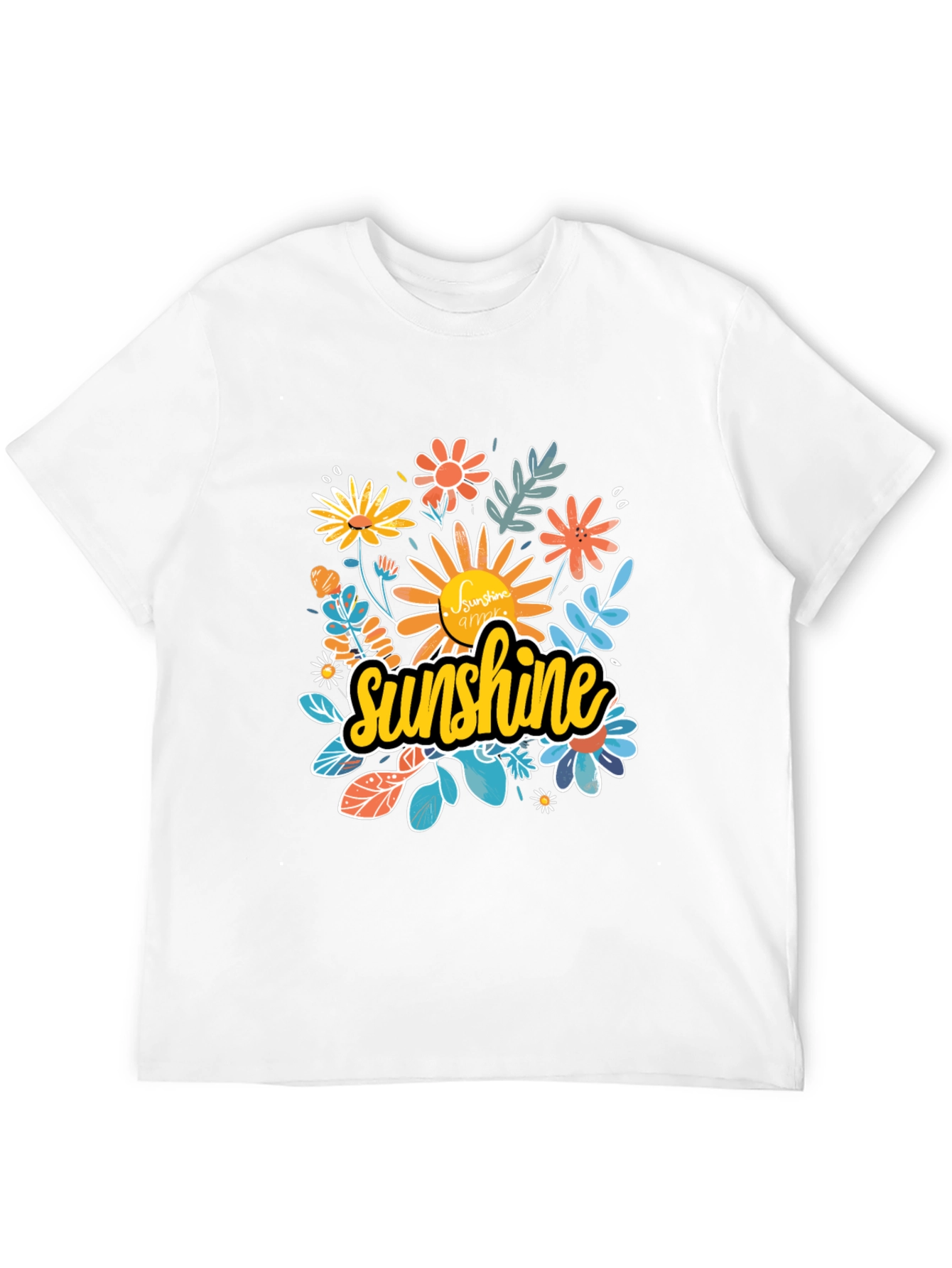 Sunshine Floral Graphic Black T-Shirt