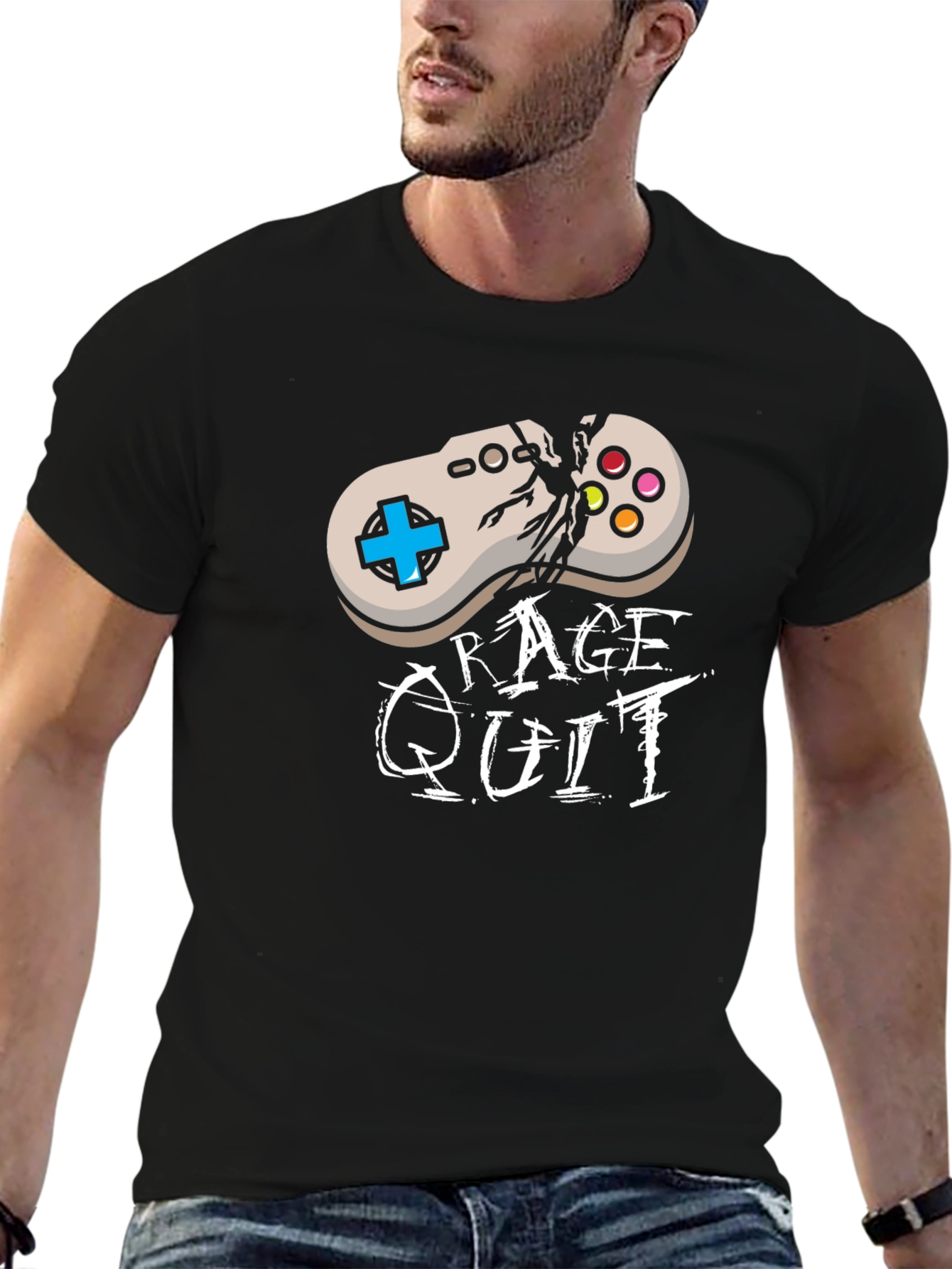 Rage Quit Controller Graphic Black T-Shirt