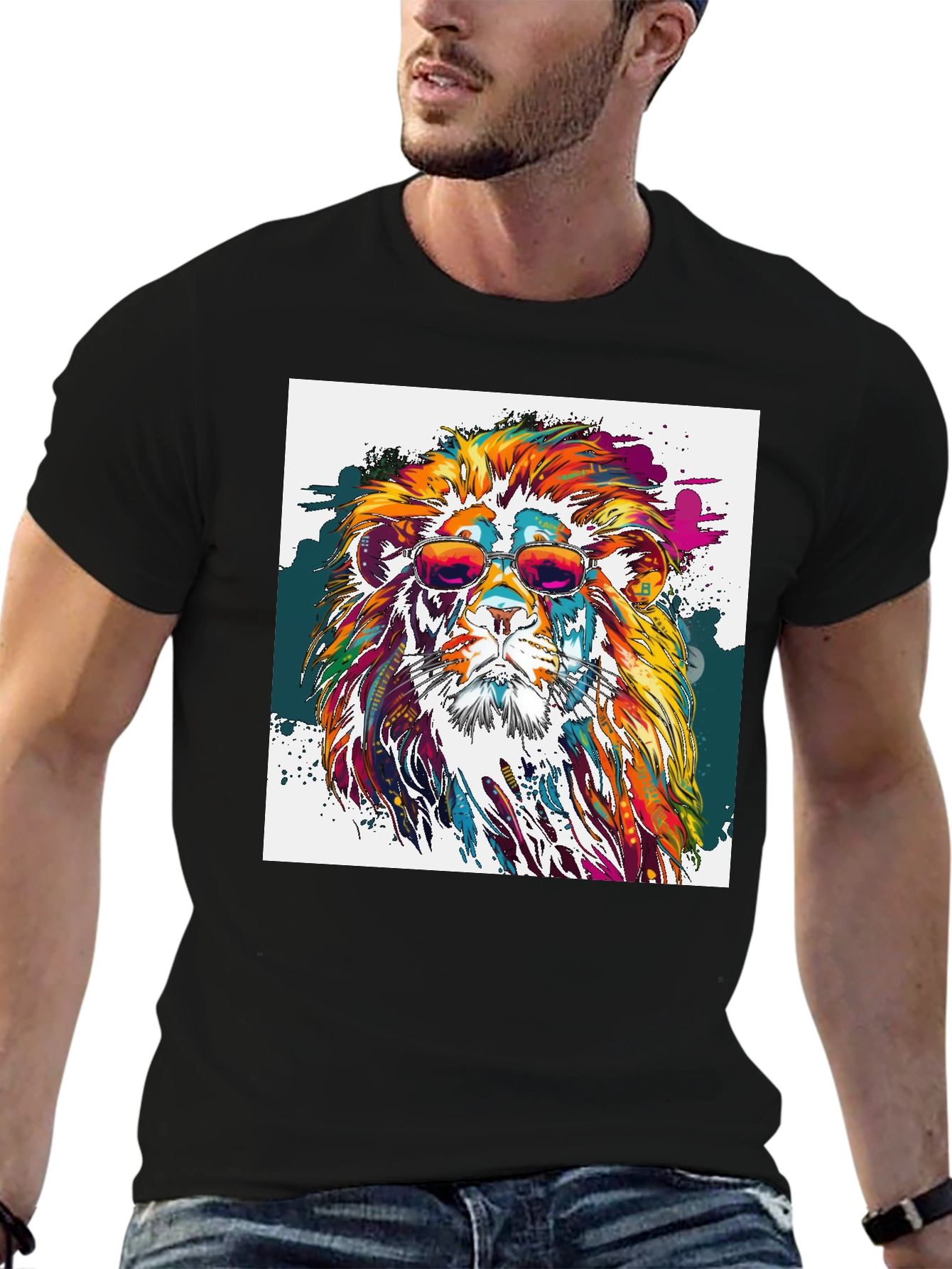 Cool Lion Graphic Tee - Mens Black T-Shirt