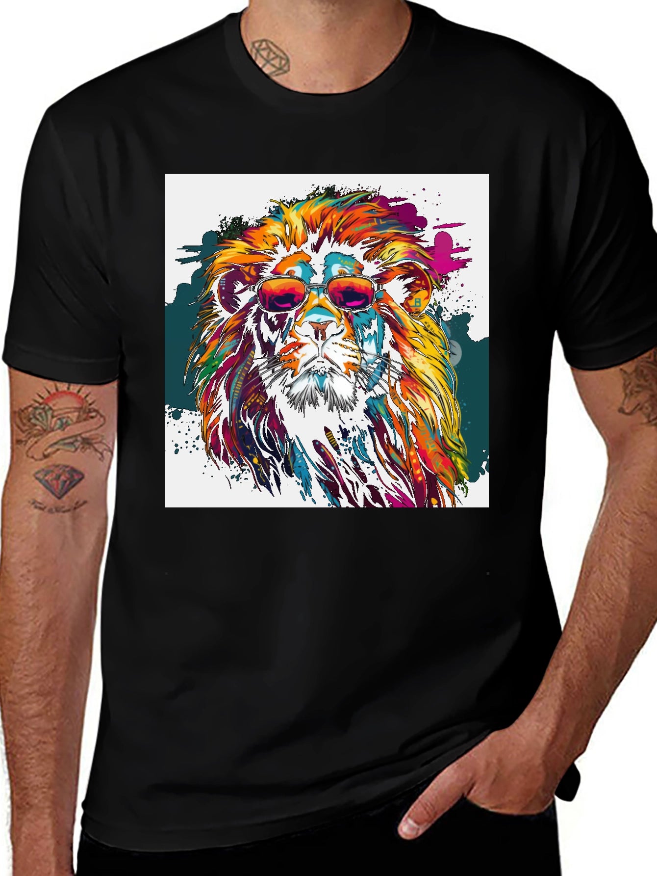 Cool Lion Graphic Tee - Mens Black T-Shirt