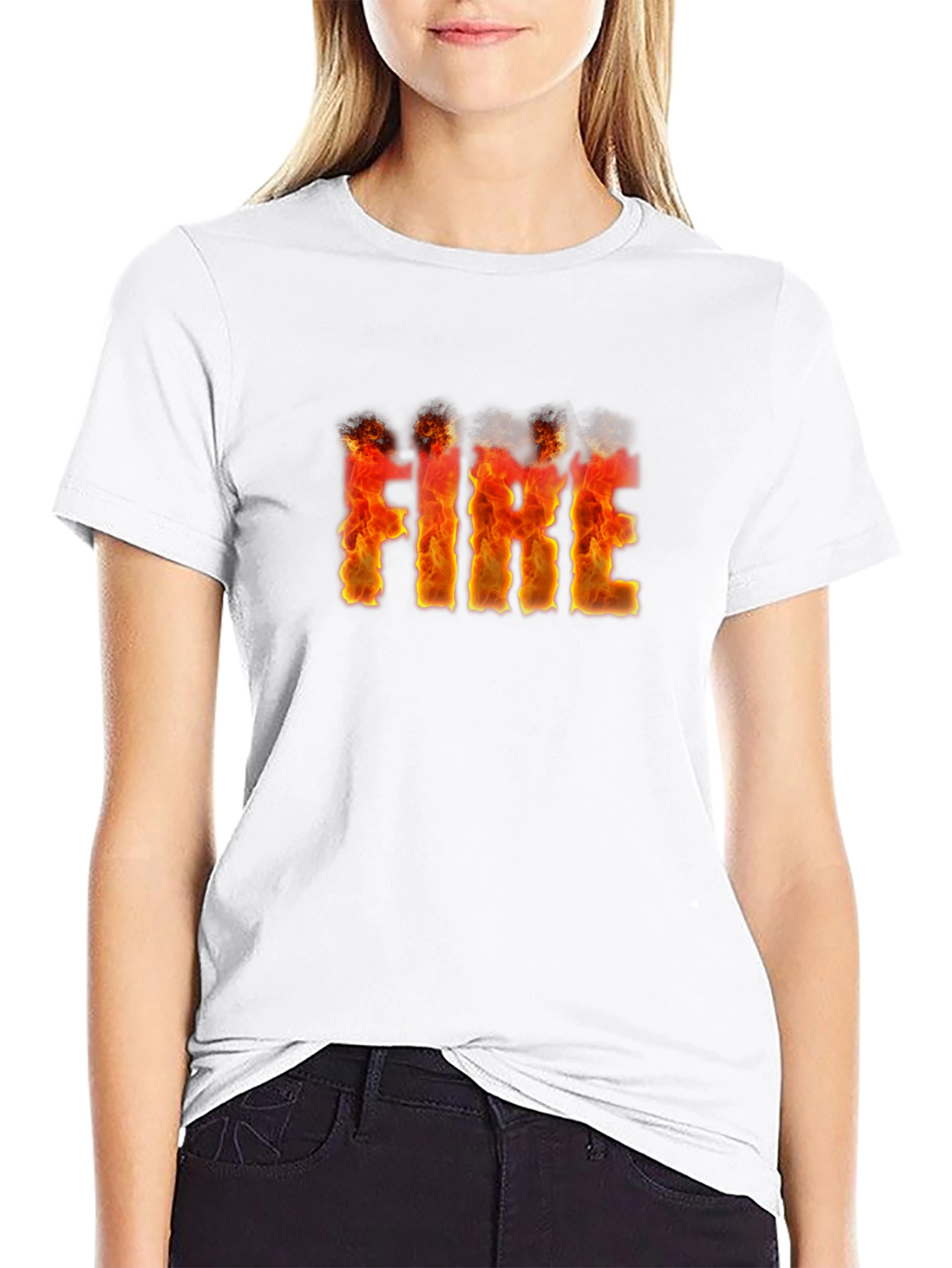 Flaming FIRE Graphic Black T-Shirt