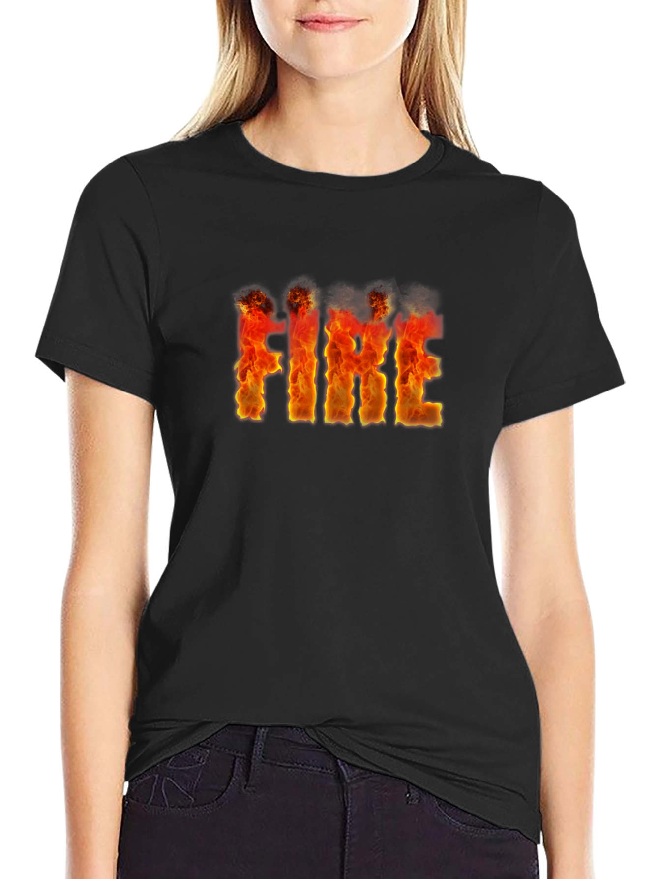 Flaming FIRE Graphic Black T-Shirt