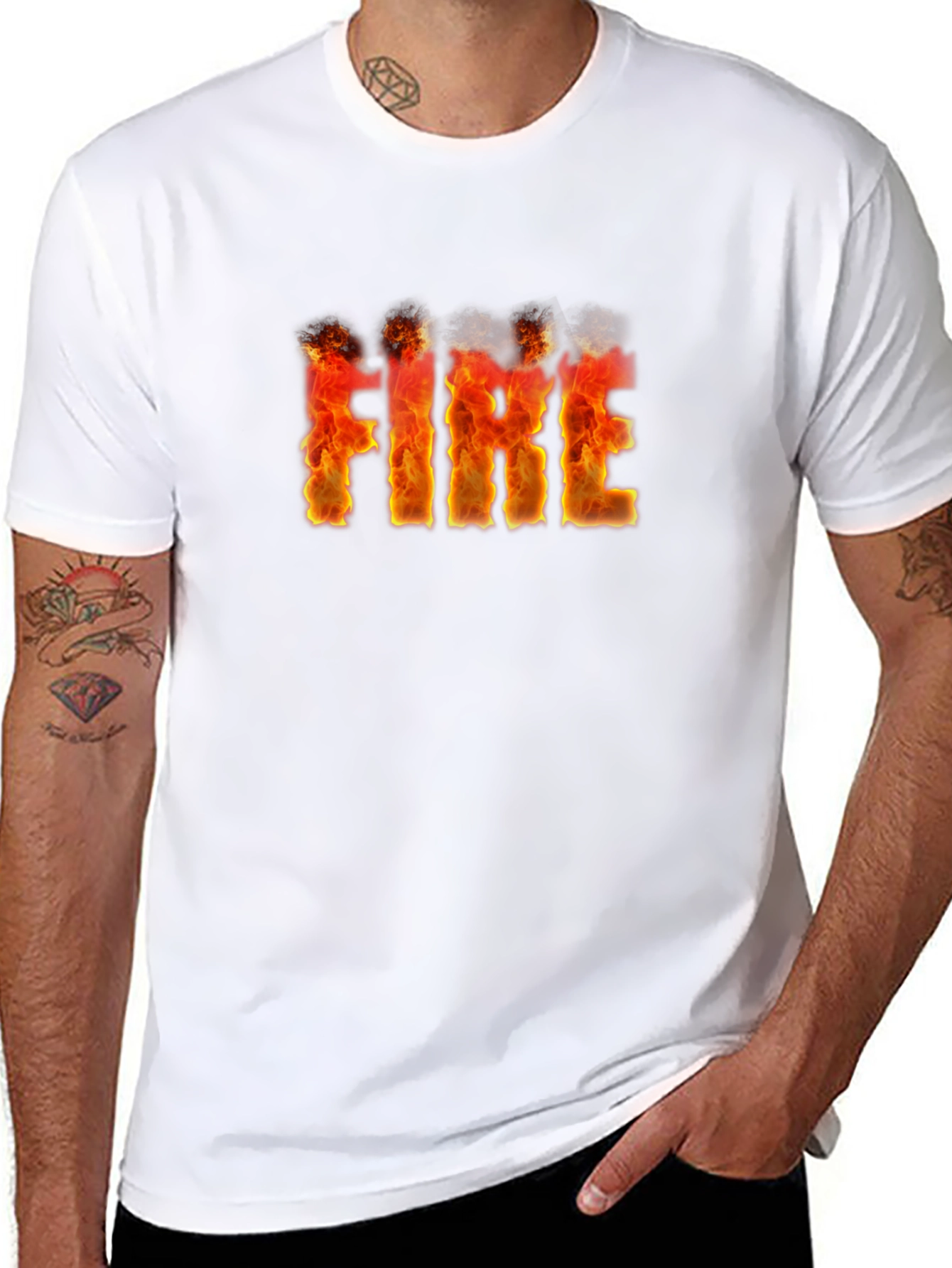 Flaming FIRE Graphic Black T-Shirt