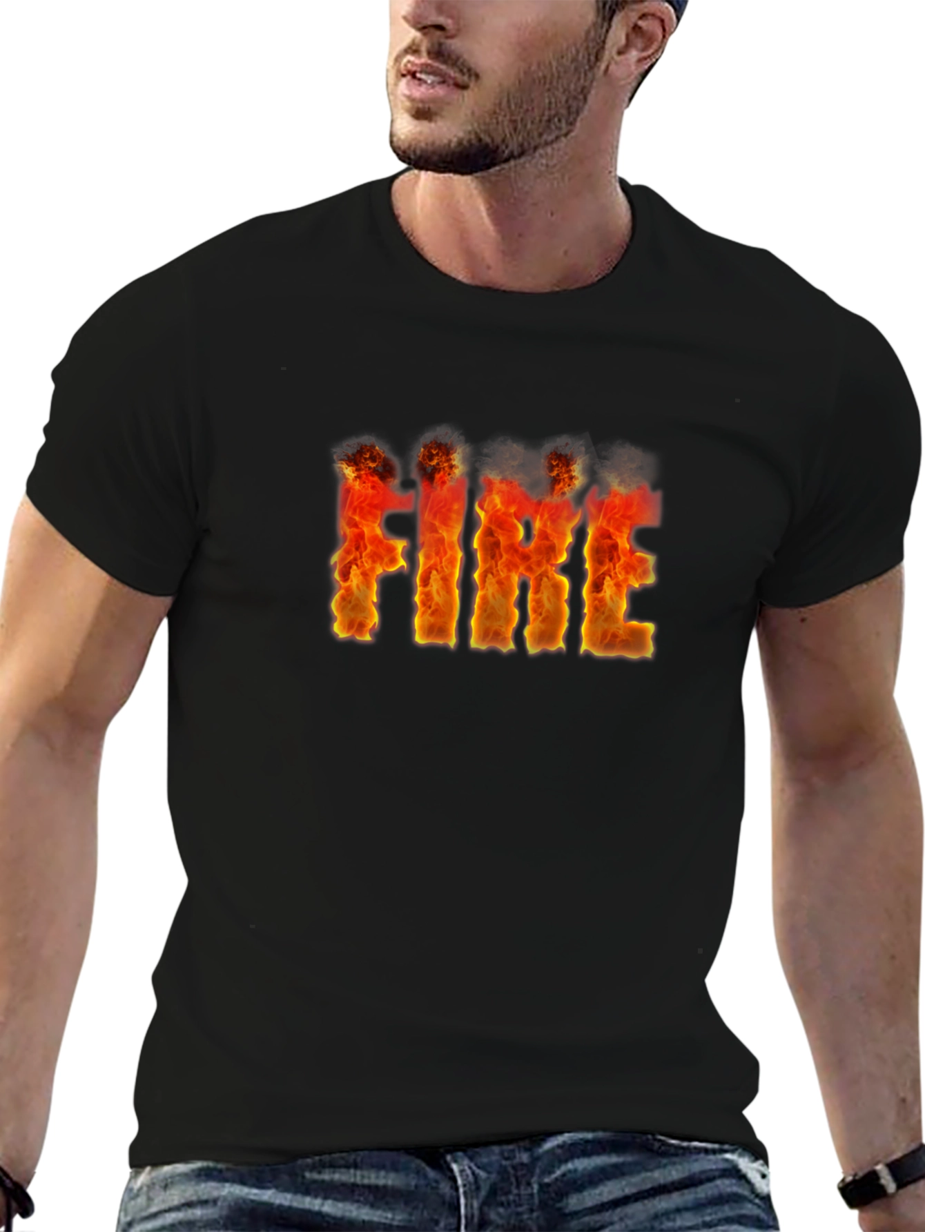 Flaming FIRE Graphic Black T-Shirt