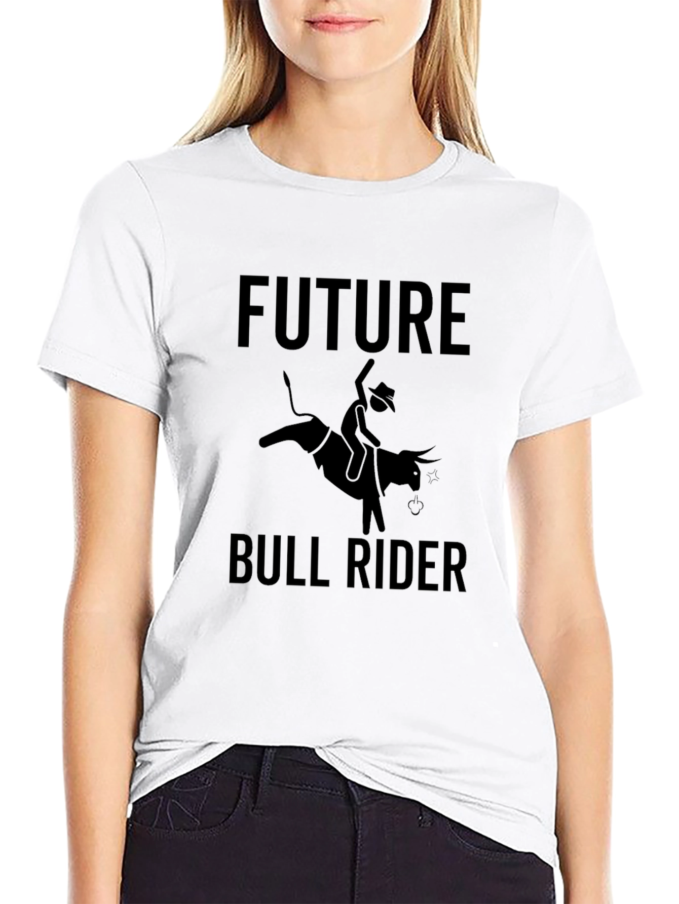 Future Bull Rider Black Graphic T-Shirt
