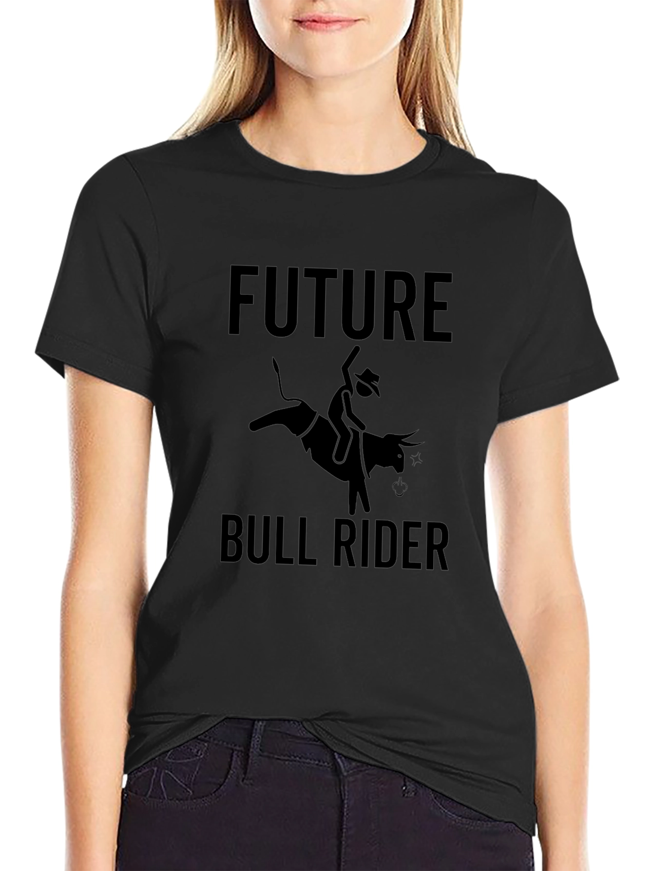 Future Bull Rider Black Graphic T-Shirt