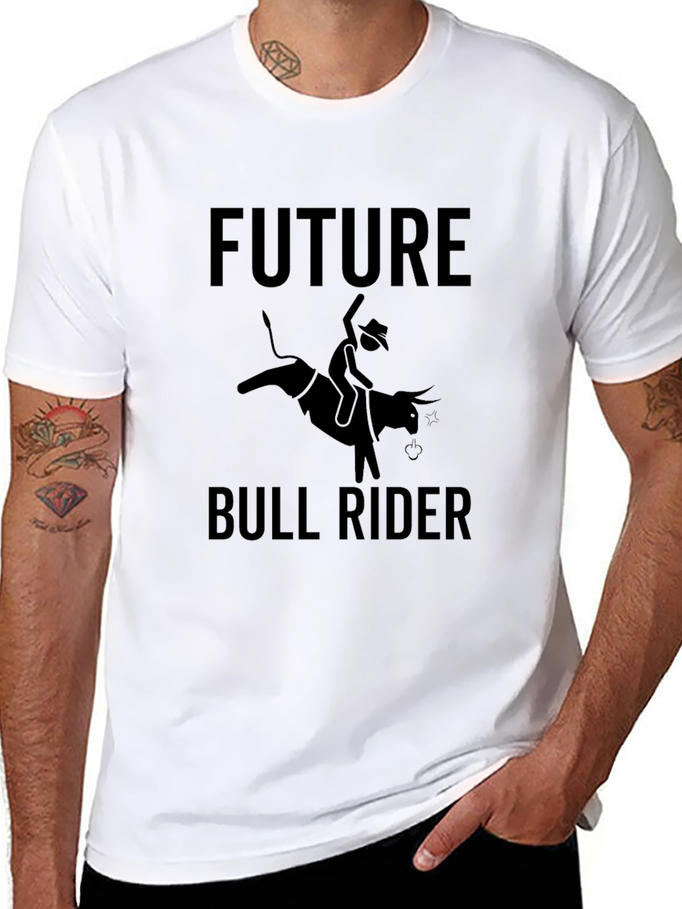 Future Bull Rider Black Graphic T-Shirt
