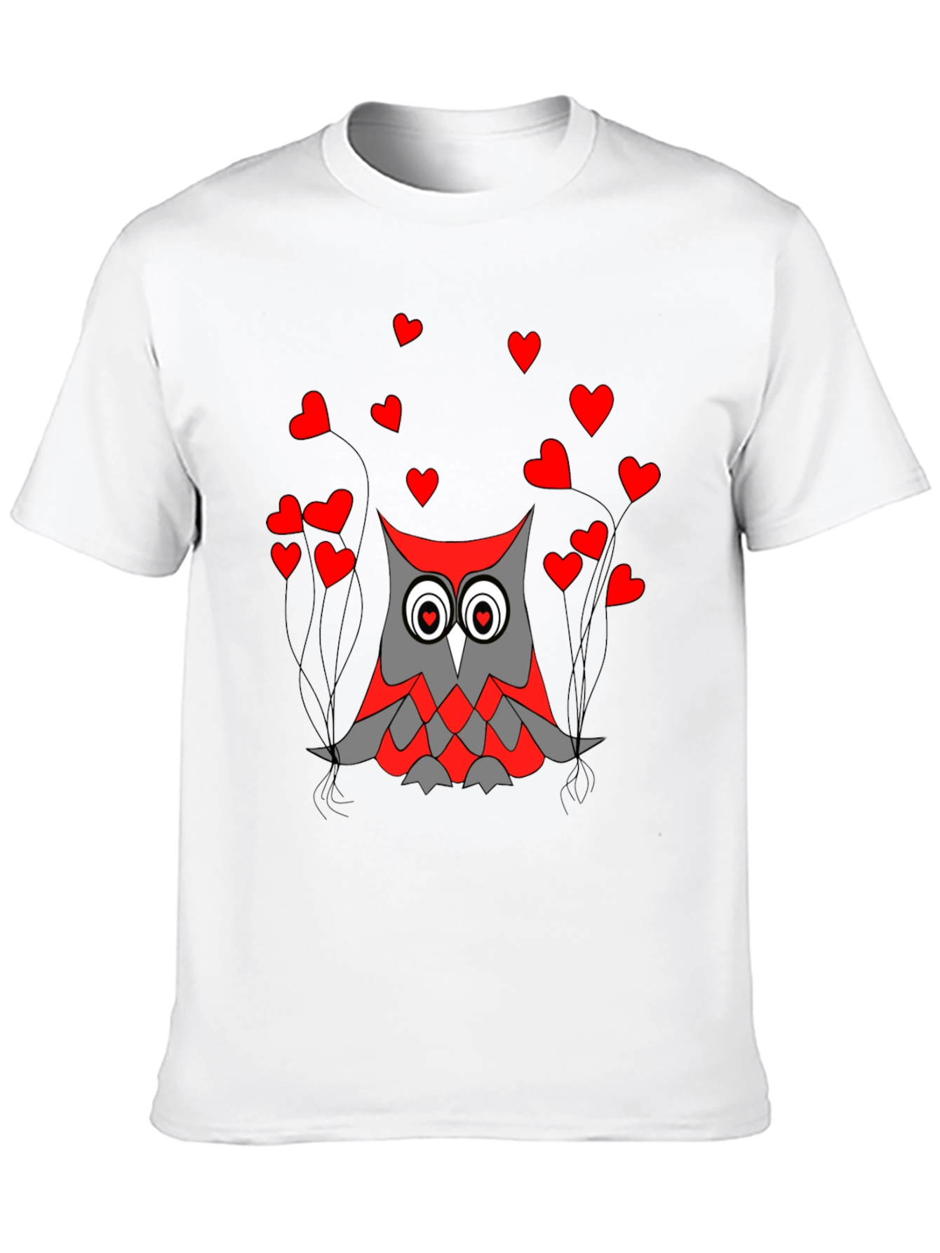 Owl Love Graphic Tee - Black Crew Neck T-Shirt