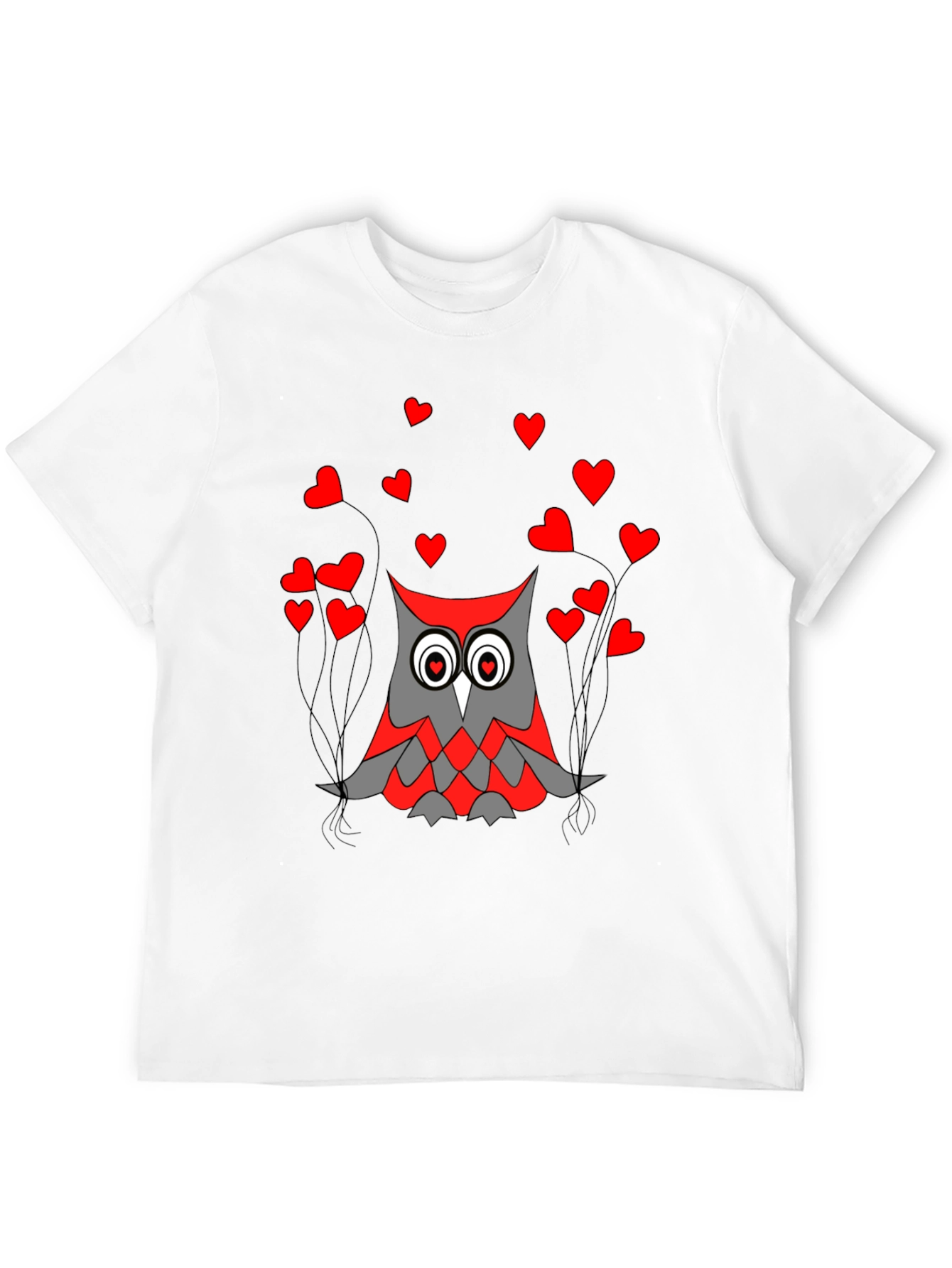 Owl Love Graphic Tee - Black Crew Neck T-Shirt
