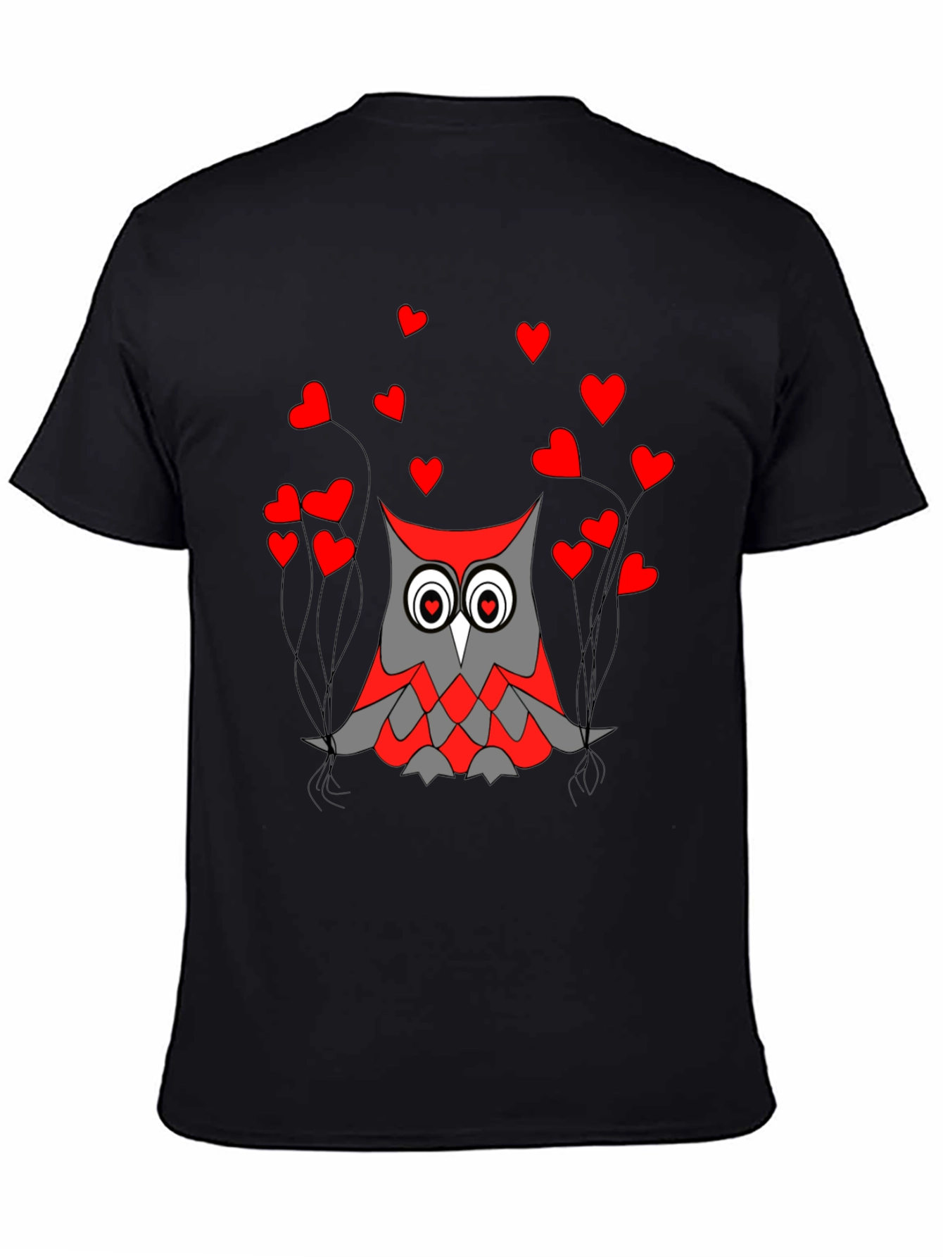 Owl Love Graphic Tee - Black Crew Neck T-Shirt