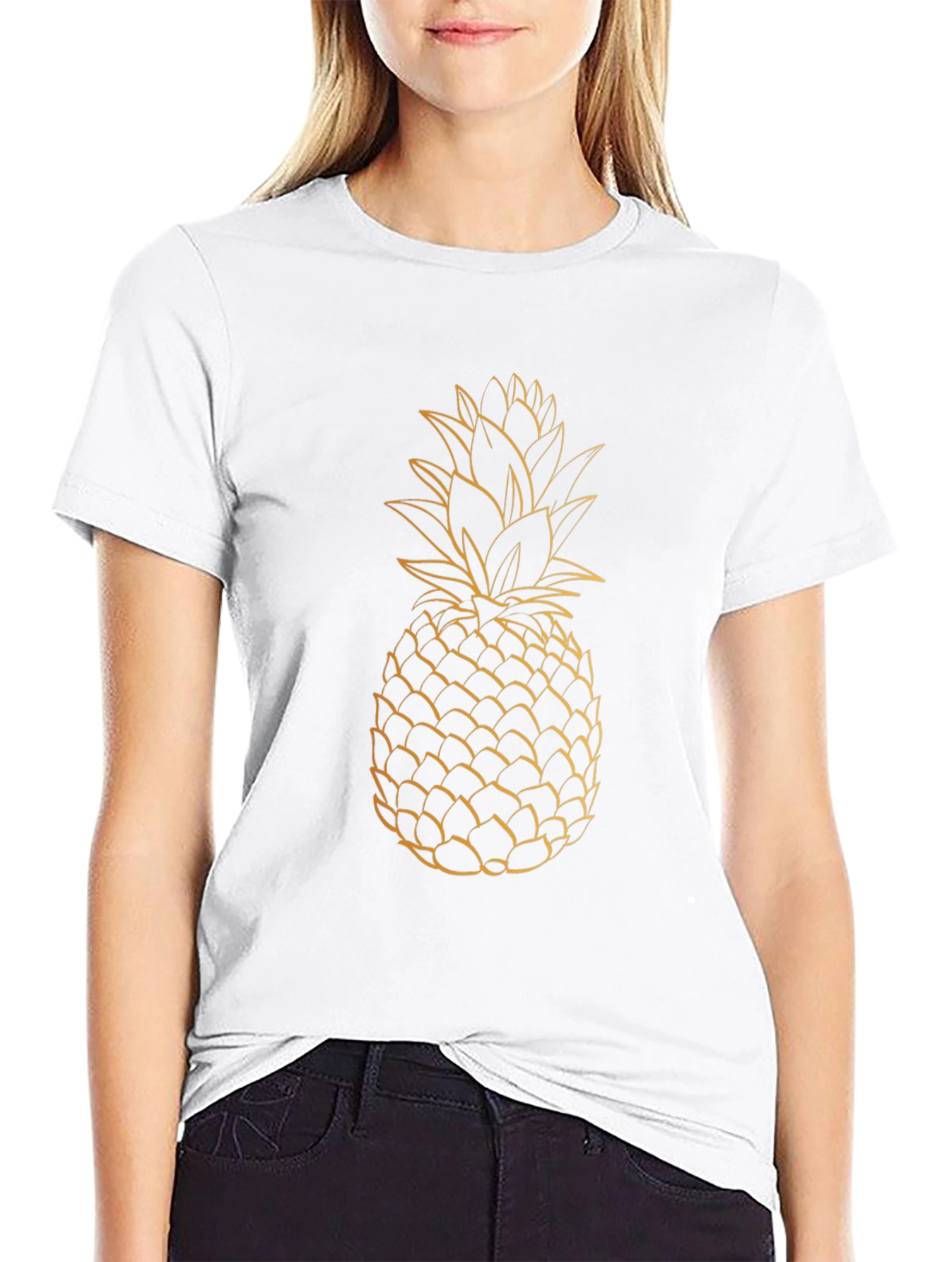 Pineapple Graphic Tee - Black Casual T-Shirt