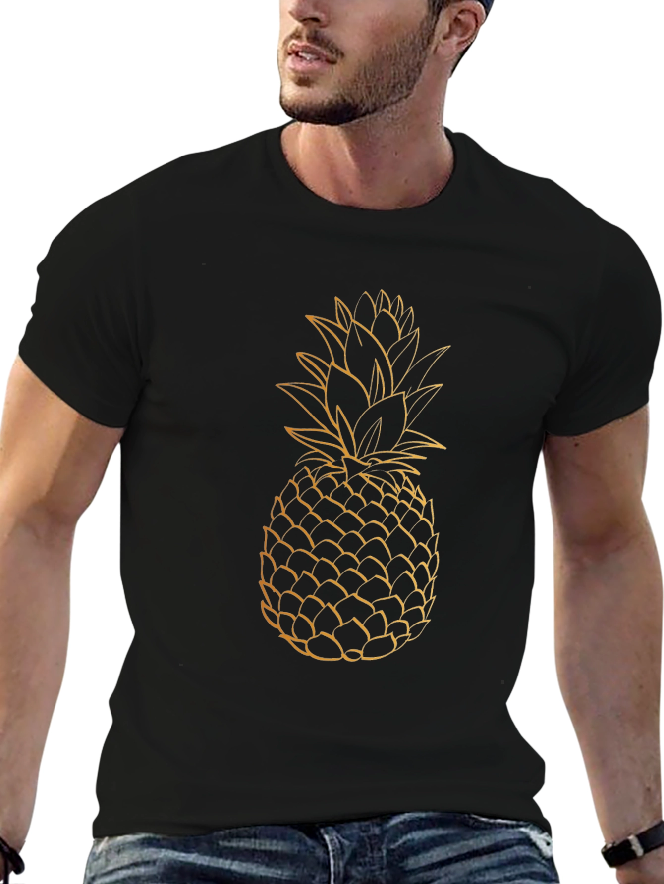Pineapple Graphic Tee - Black Casual T-Shirt
