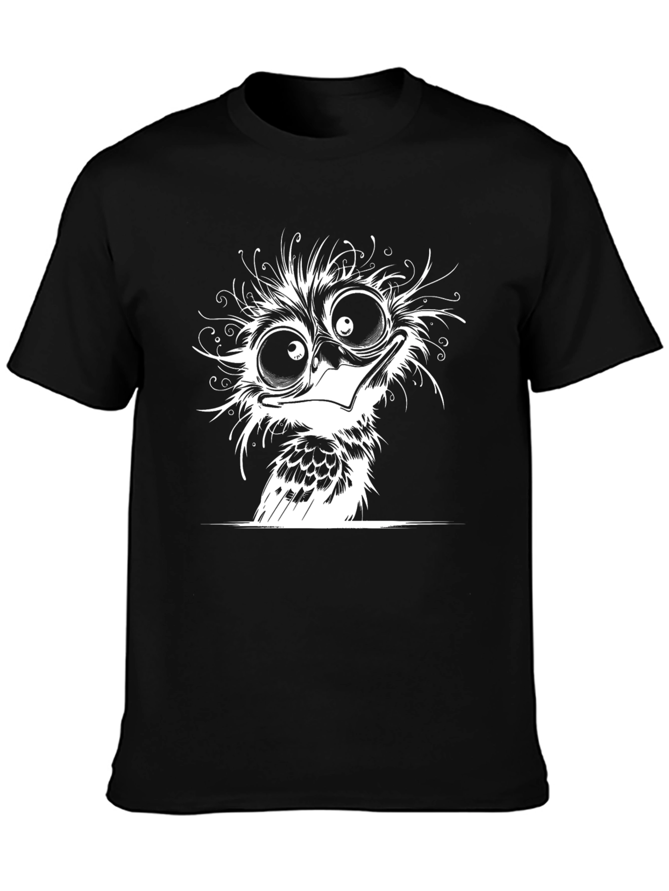 Cartoon Owl Graphic Tee - Black Cotton T-Shirt