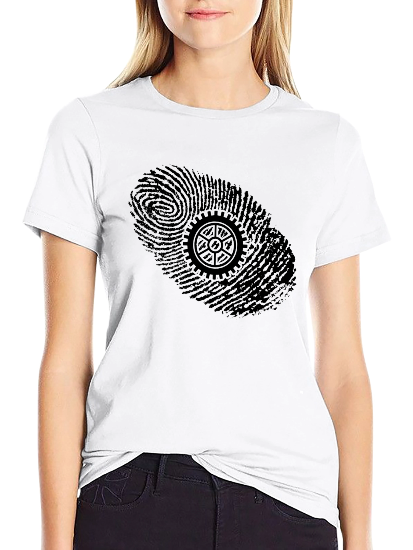 Gear Fingerprint Graphic T-Shirt - Unique Design