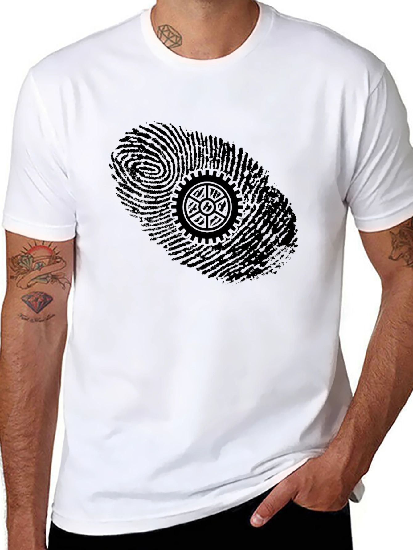 Gear Fingerprint Graphic T-Shirt - Unique Design