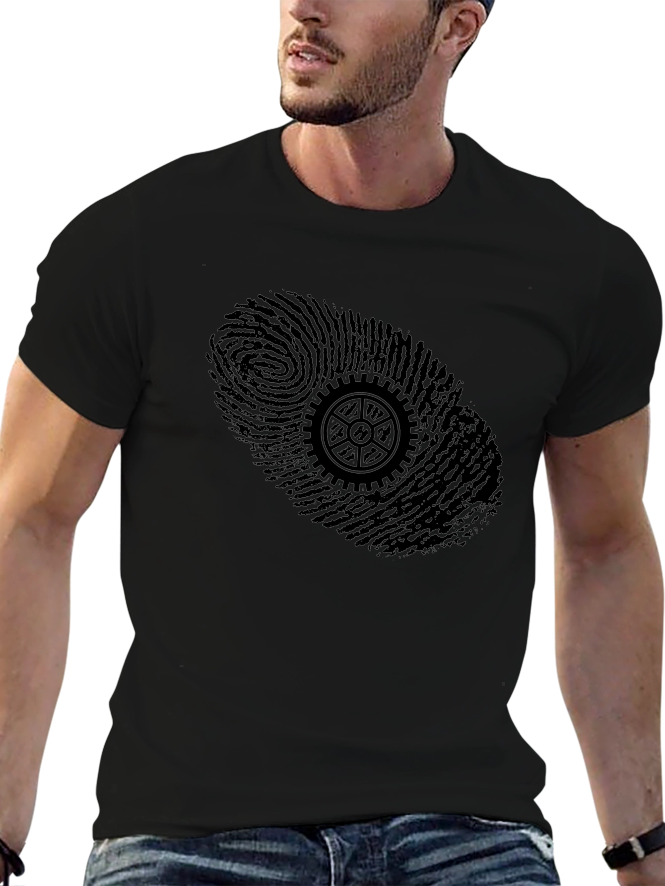 Gear Fingerprint Graphic T-Shirt - Unique Design