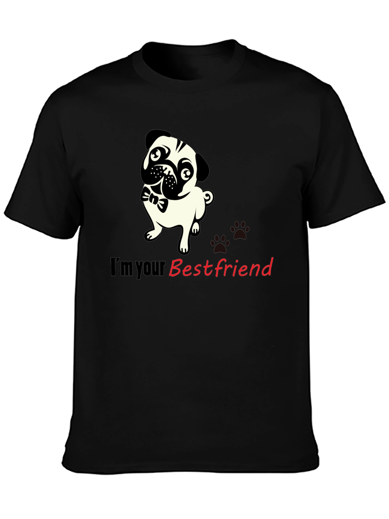 Pug Best Friend Black Graphic Tee