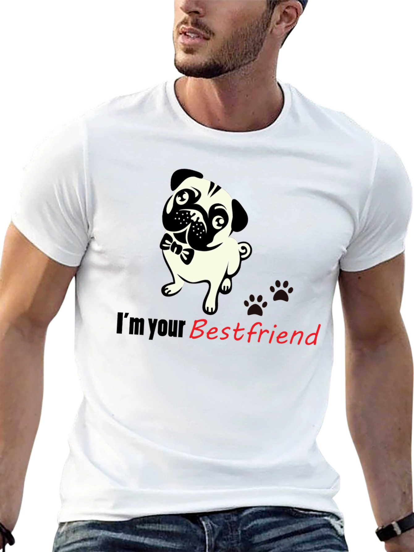 Pug Best Friend Black Graphic Tee