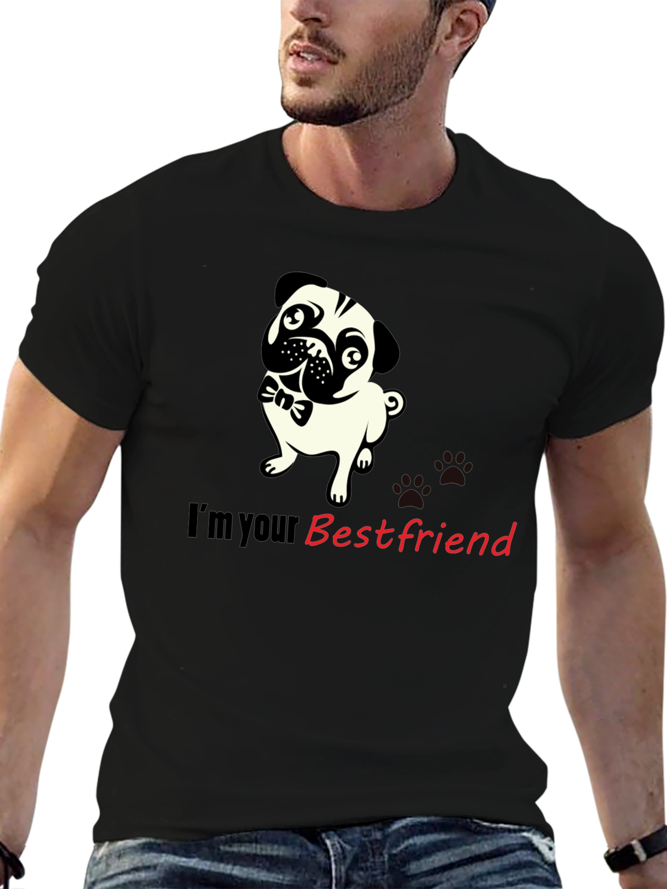 Pug Best Friend Black Graphic Tee