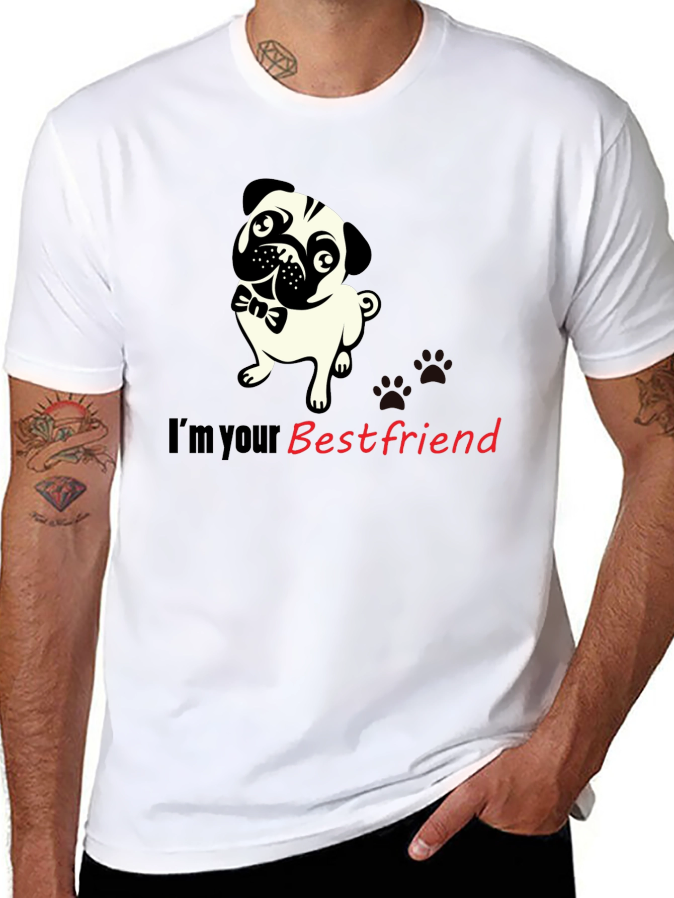Pug Best Friend Black Graphic Tee
