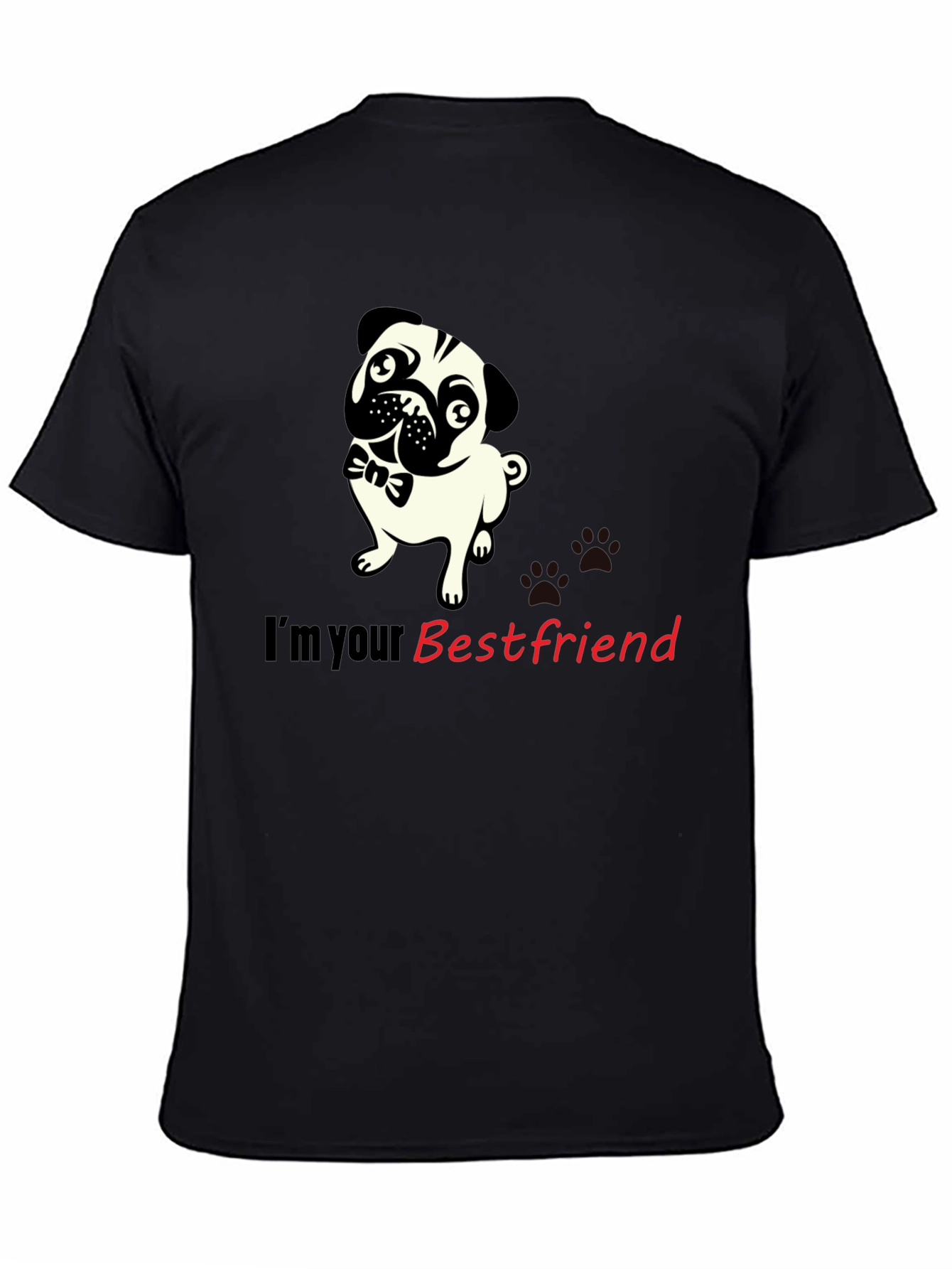 Pug Best Friend Black Graphic Tee