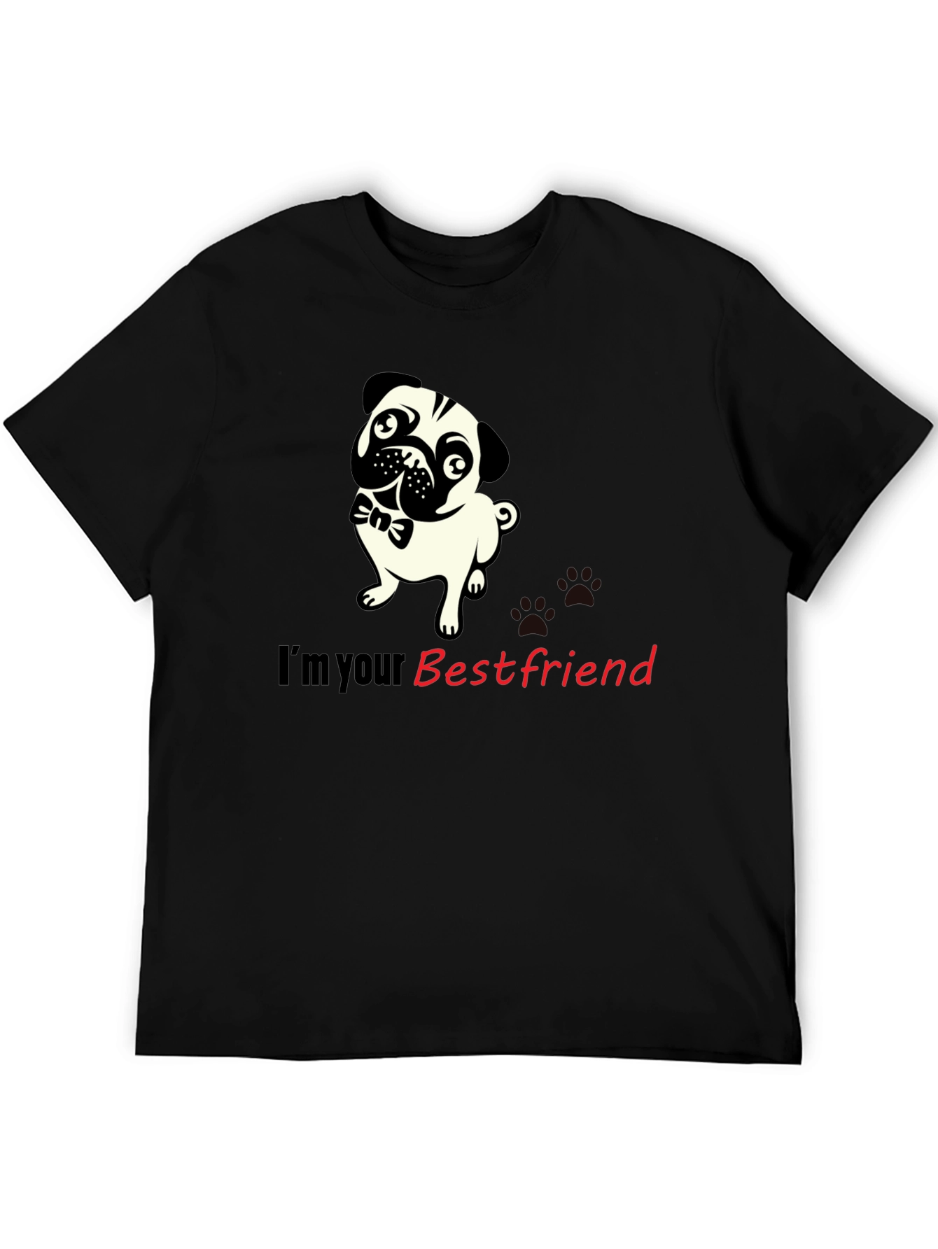 Pug Best Friend Black Graphic Tee