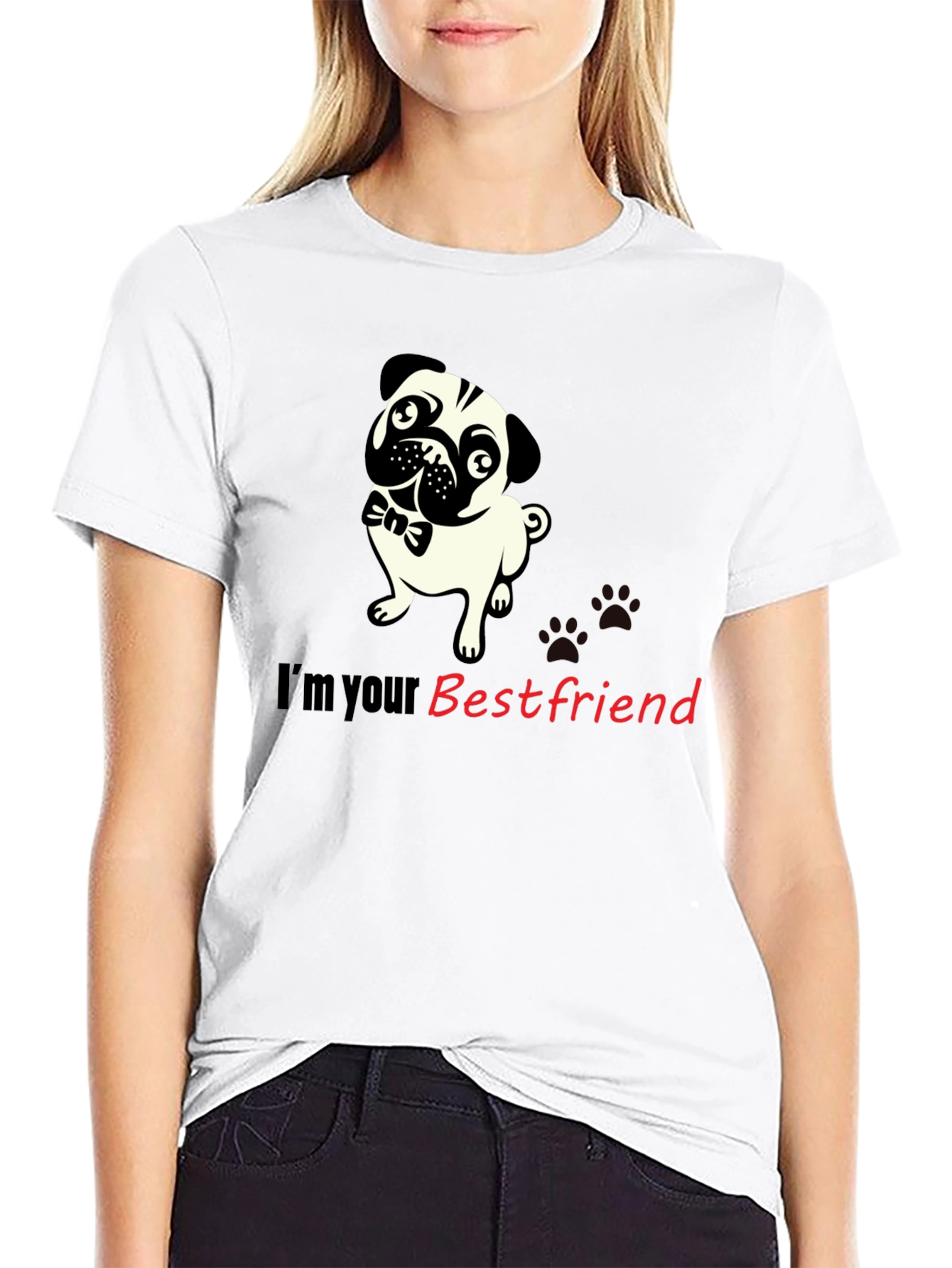 Pug Best Friend Black Graphic Tee
