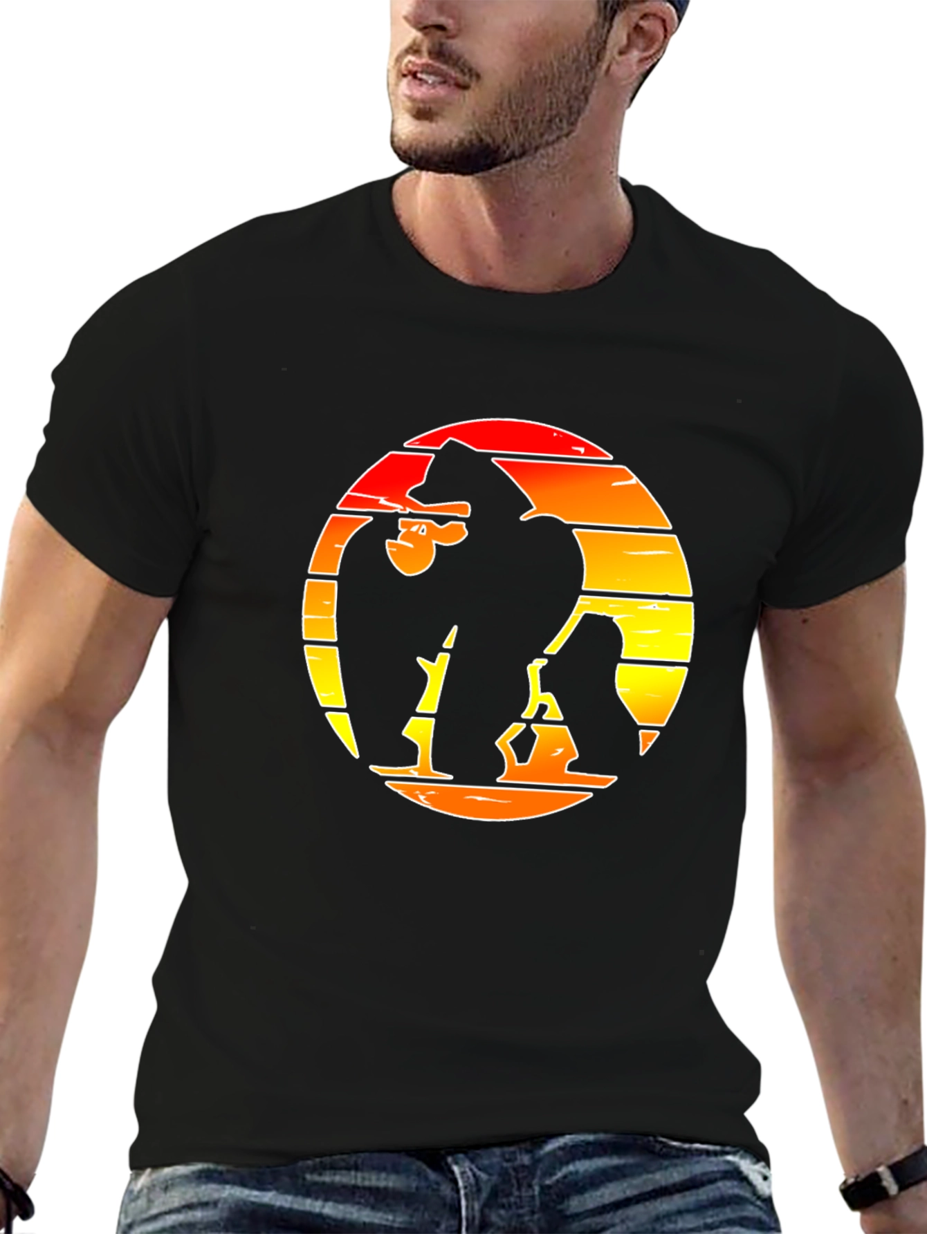 Retro Kong Graphic Tee - Black Cotton Shirt