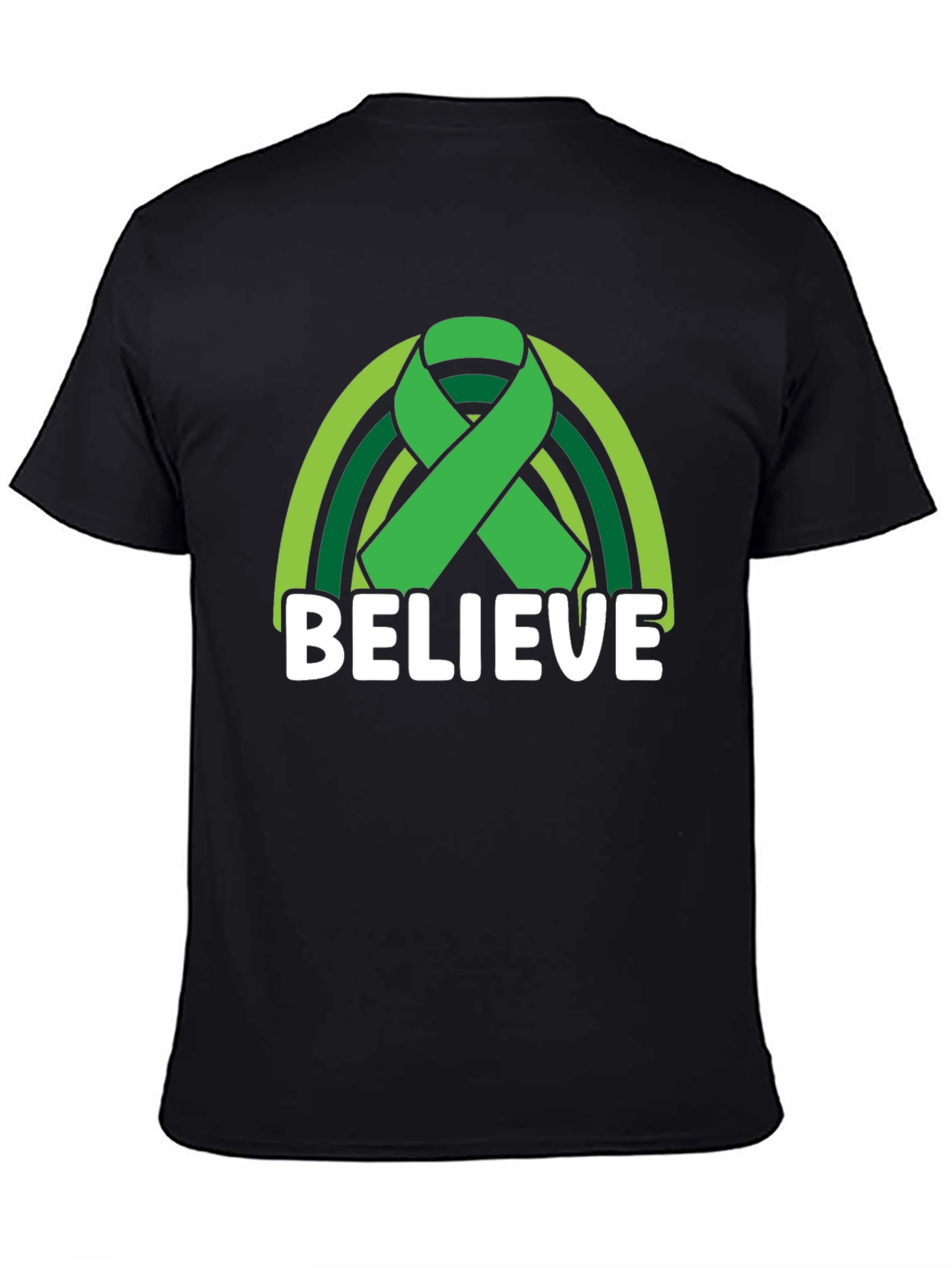 Believe Green Ribbon Rainbow Graphic T-Shirt