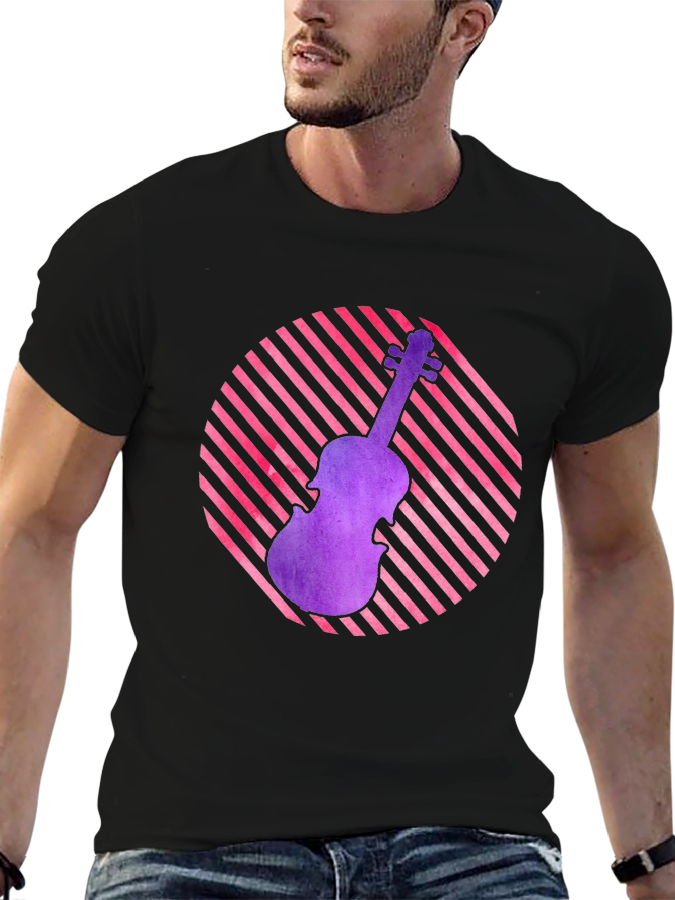 Violin Graphic Tee - Retro Music Lover Shirt