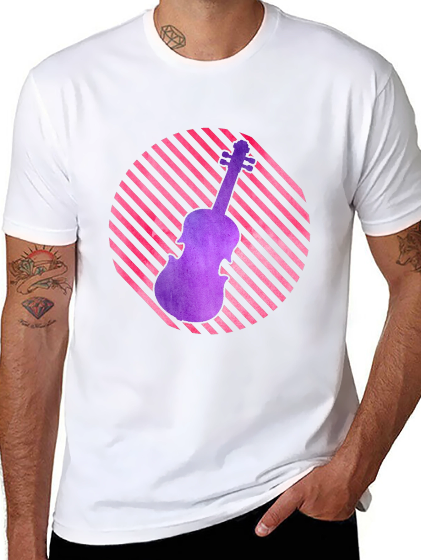 Violin Graphic Tee - Retro Music Lover Shirt
