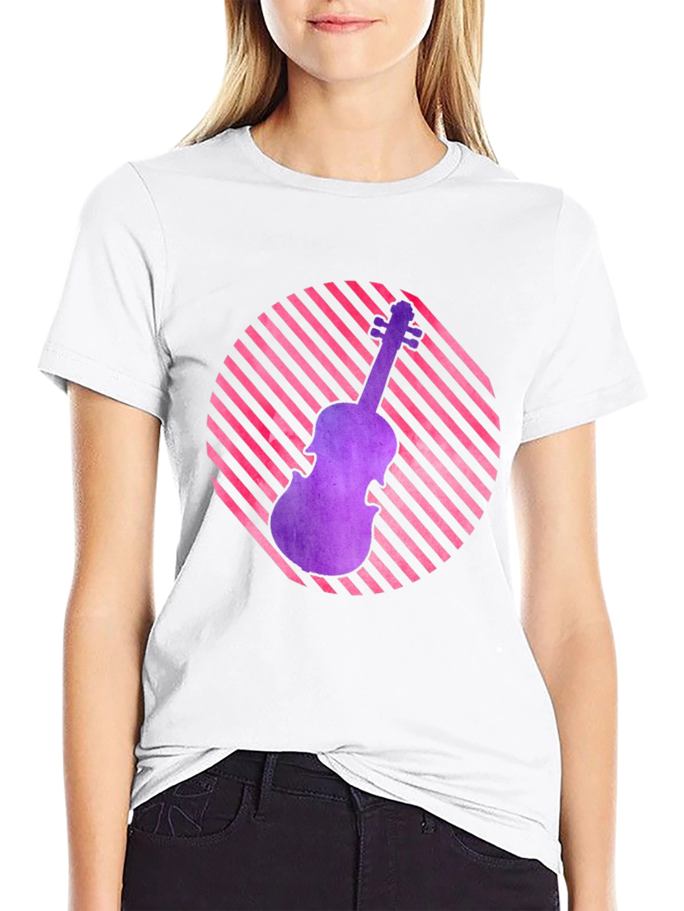 Violin Graphic Tee - Retro Music Lover Shirt