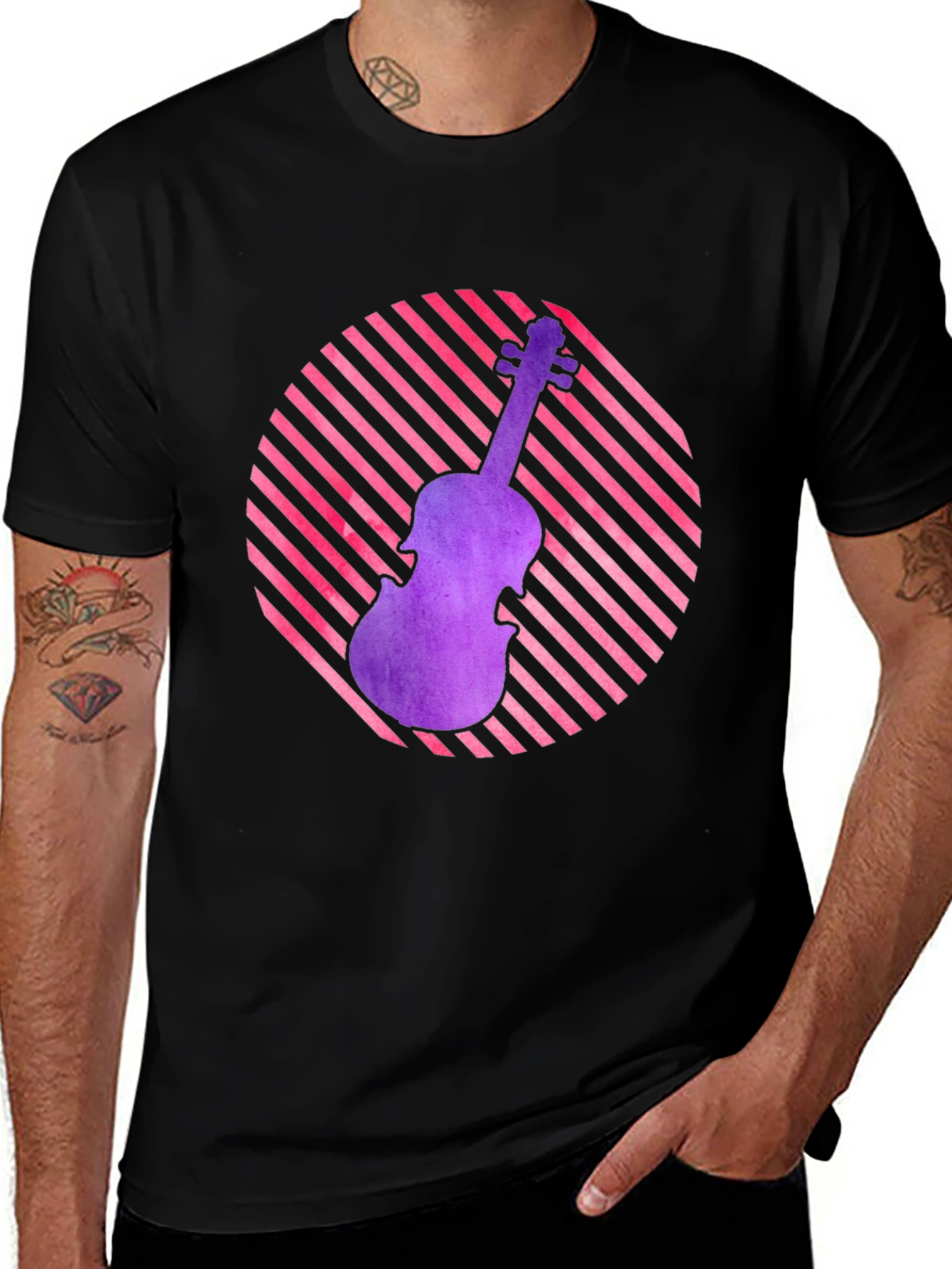 Violin Graphic Tee - Retro Music Lover Shirt