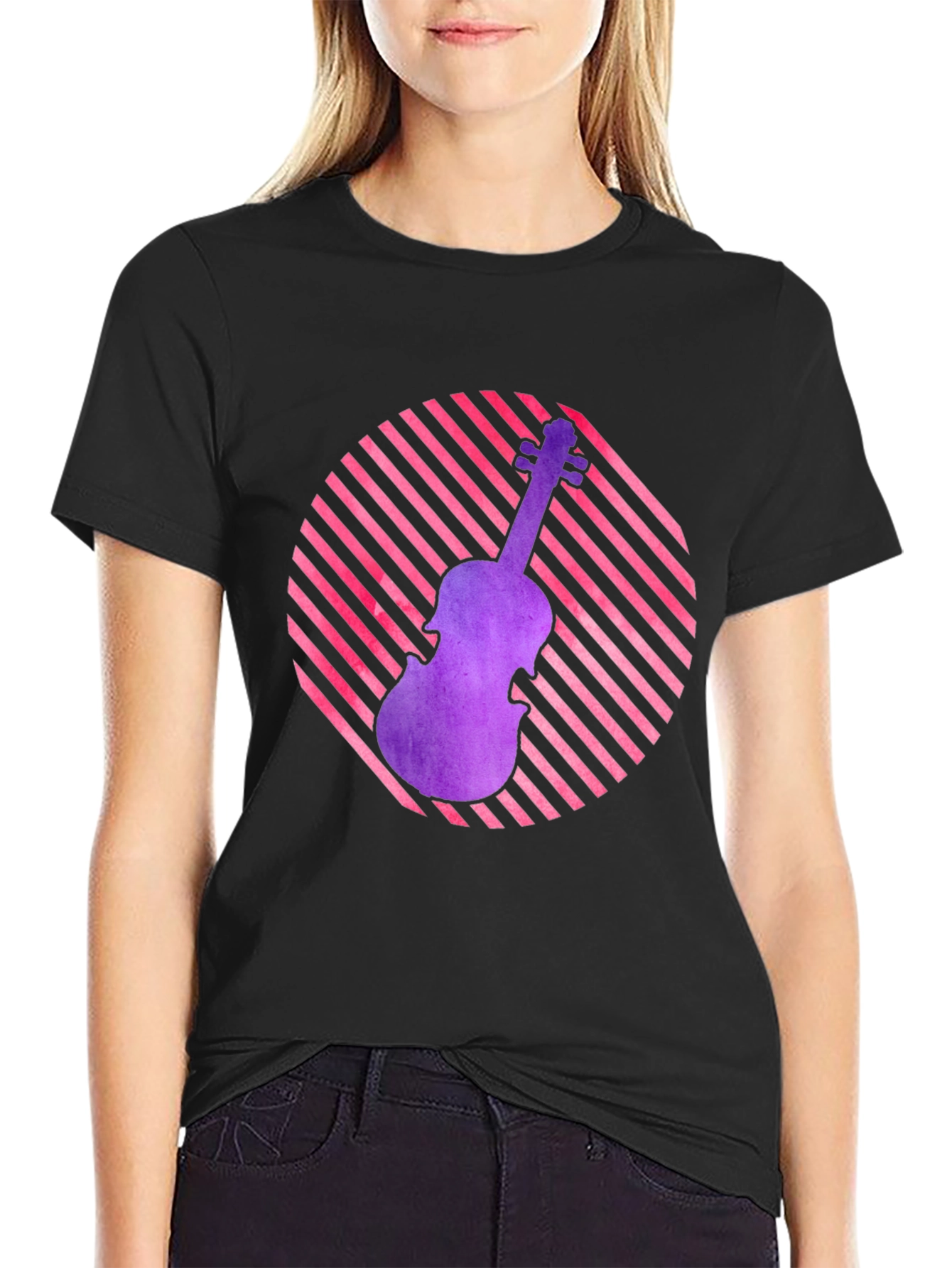 Violin Graphic Tee - Retro Music Lover Shirt