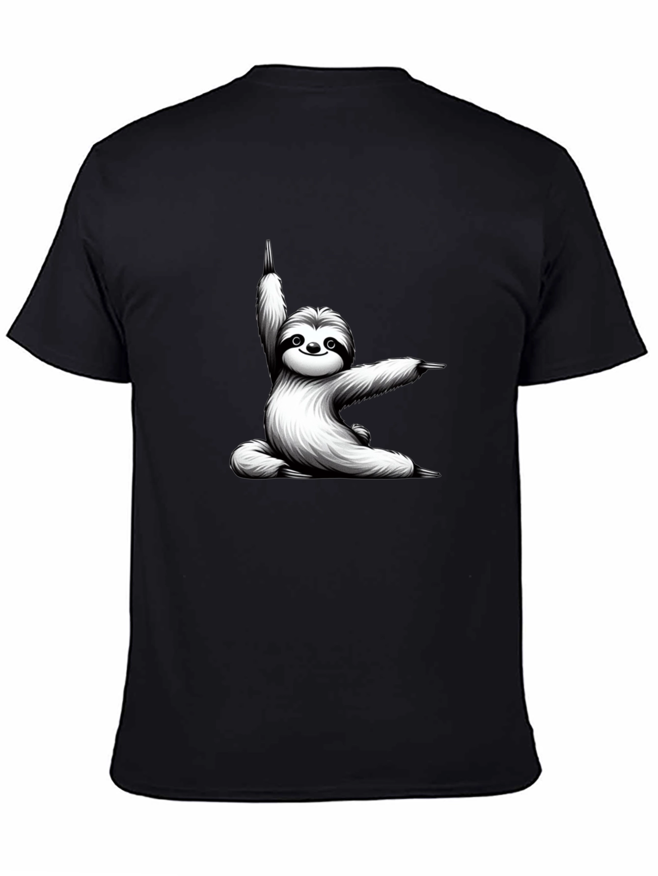 Yoga Sloth Graphic Tee - Black Cotton T-Shirt