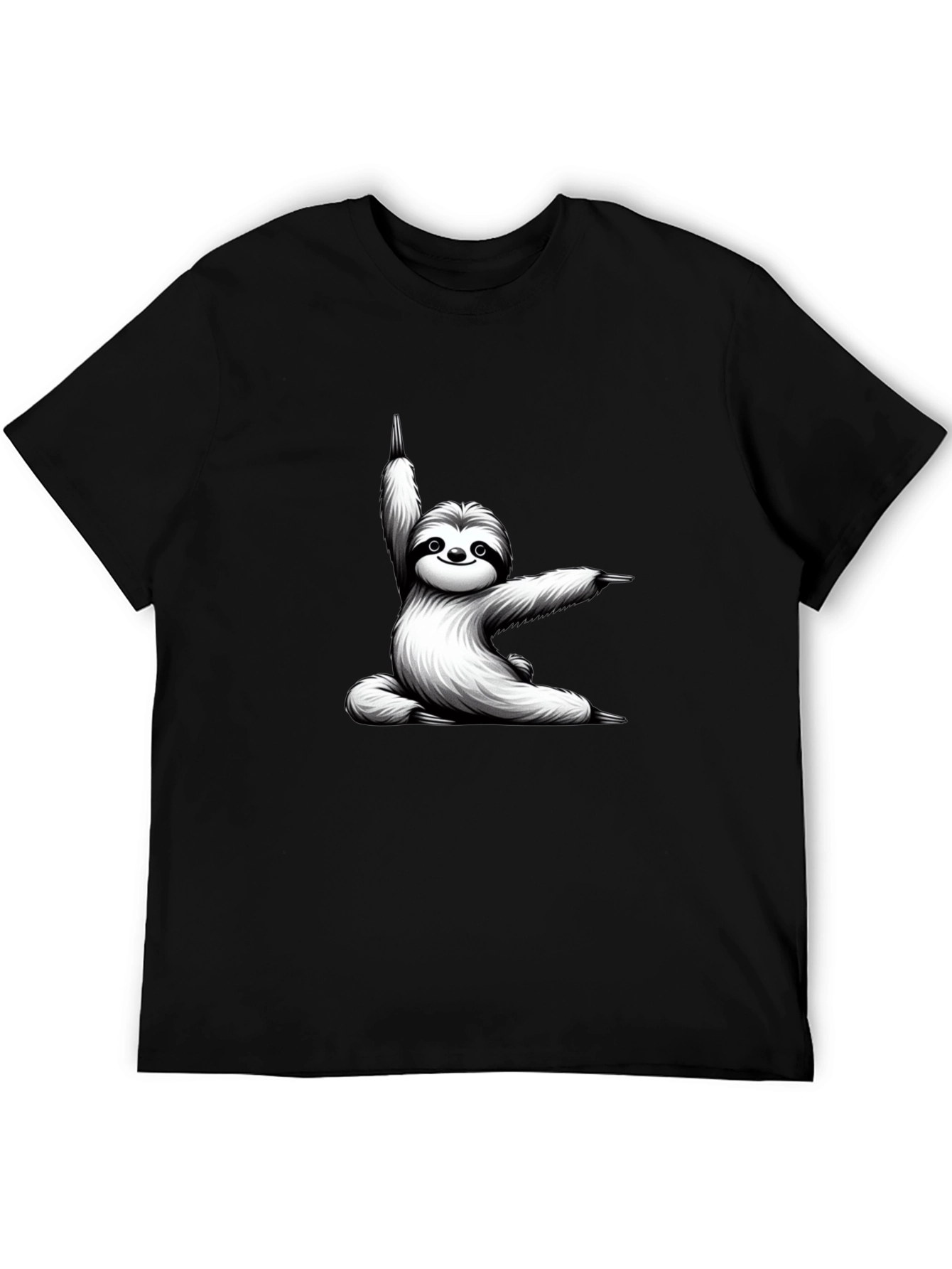 Yoga Sloth Graphic Tee - Black Cotton T-Shirt