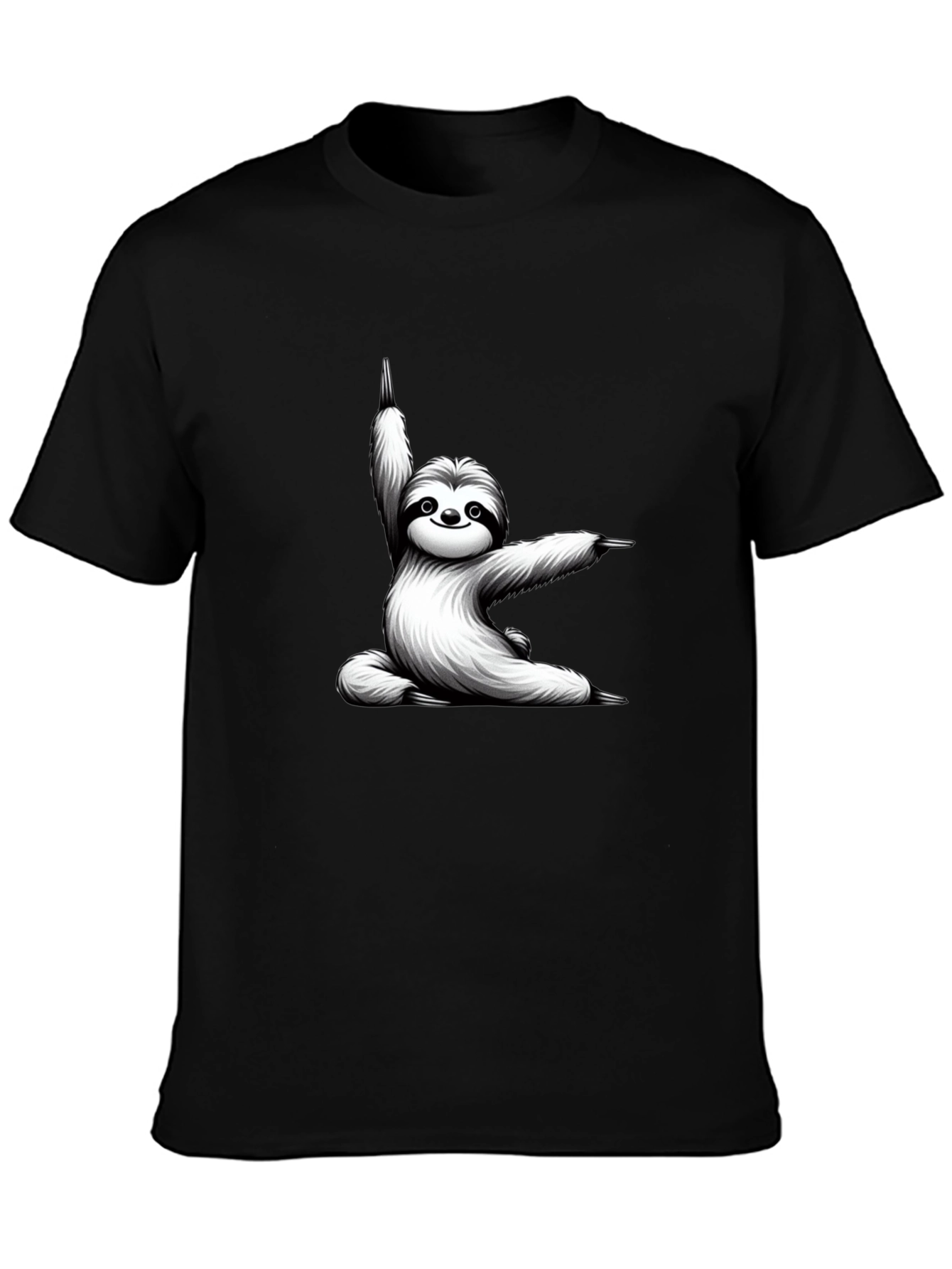 Yoga Sloth Graphic Tee - Black Cotton T-Shirt