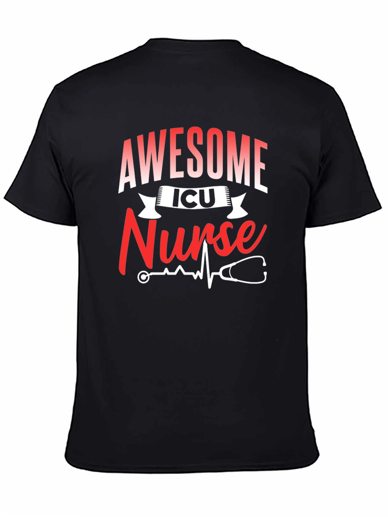 Awesome ICU Nurse Black Graphic T-Shirt