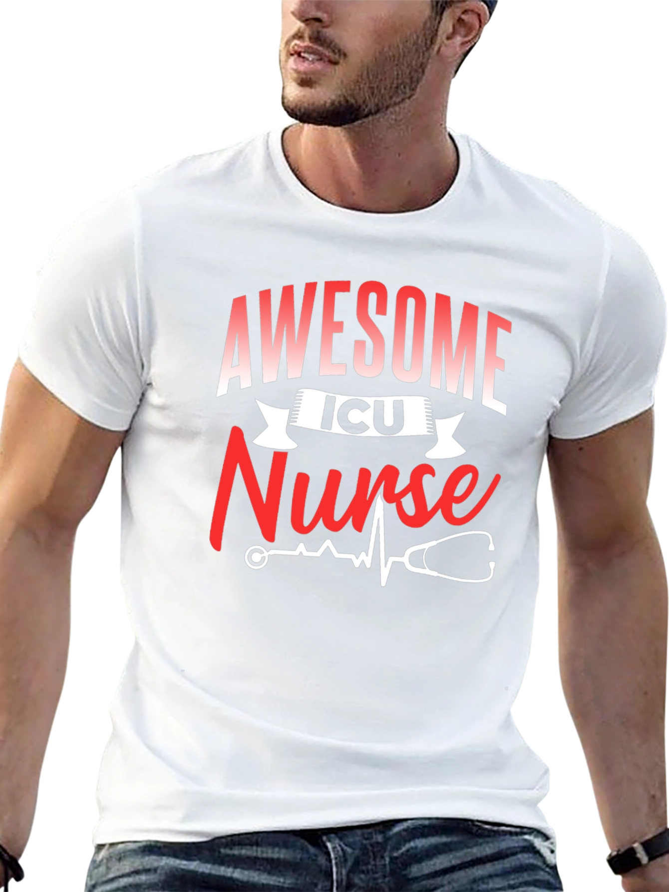 Awesome ICU Nurse Black Graphic T-Shirt