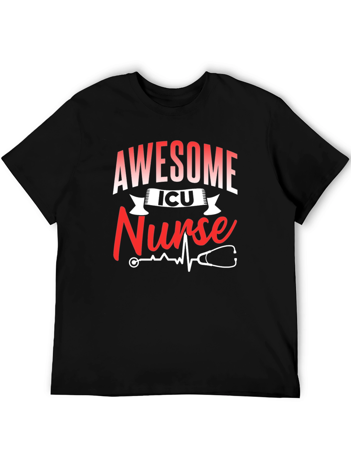 Awesome ICU Nurse Black Graphic T-Shirt
