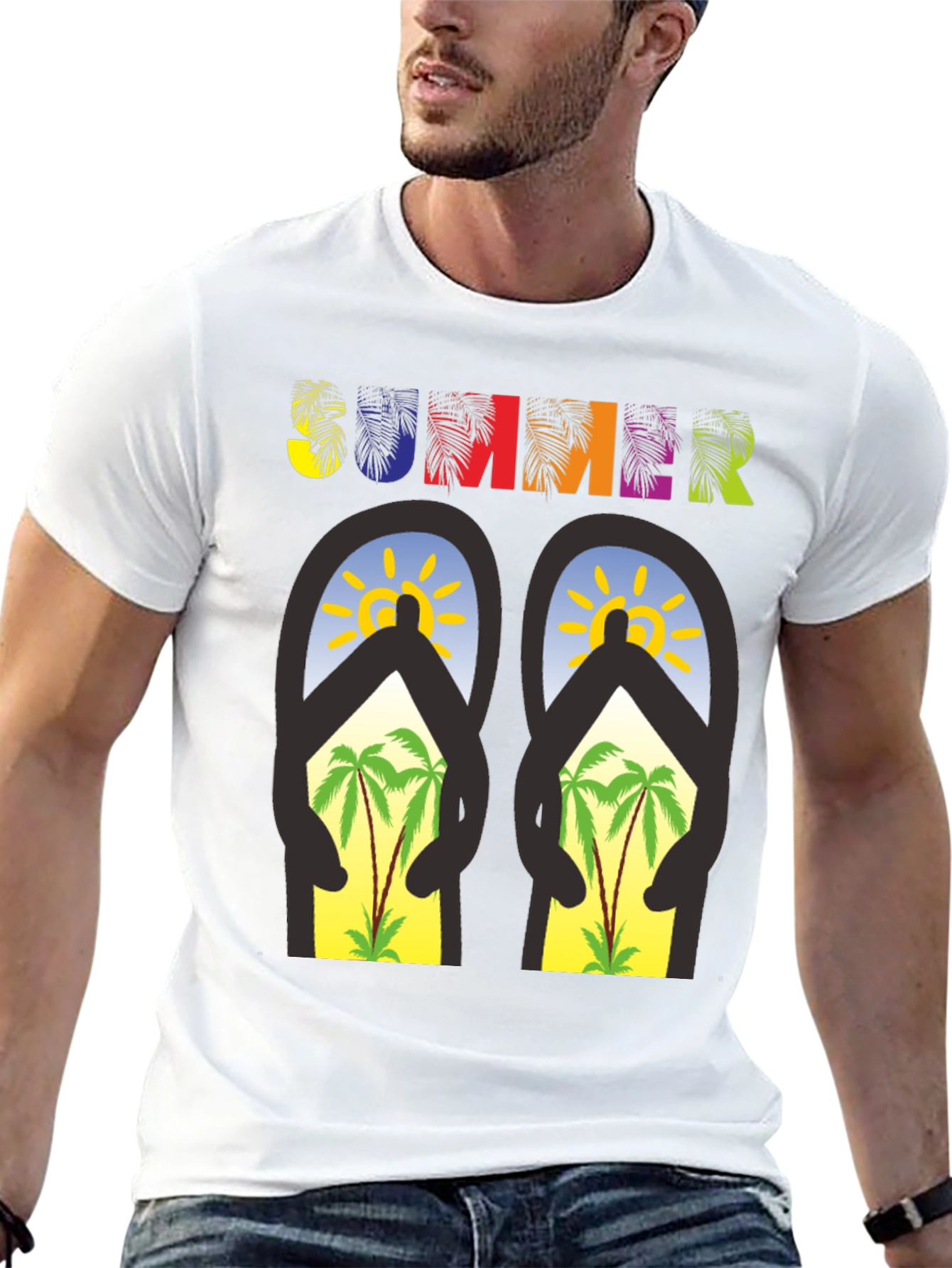 Summer Flip Flop T-Shirt - Palm Tree Beach Vibes