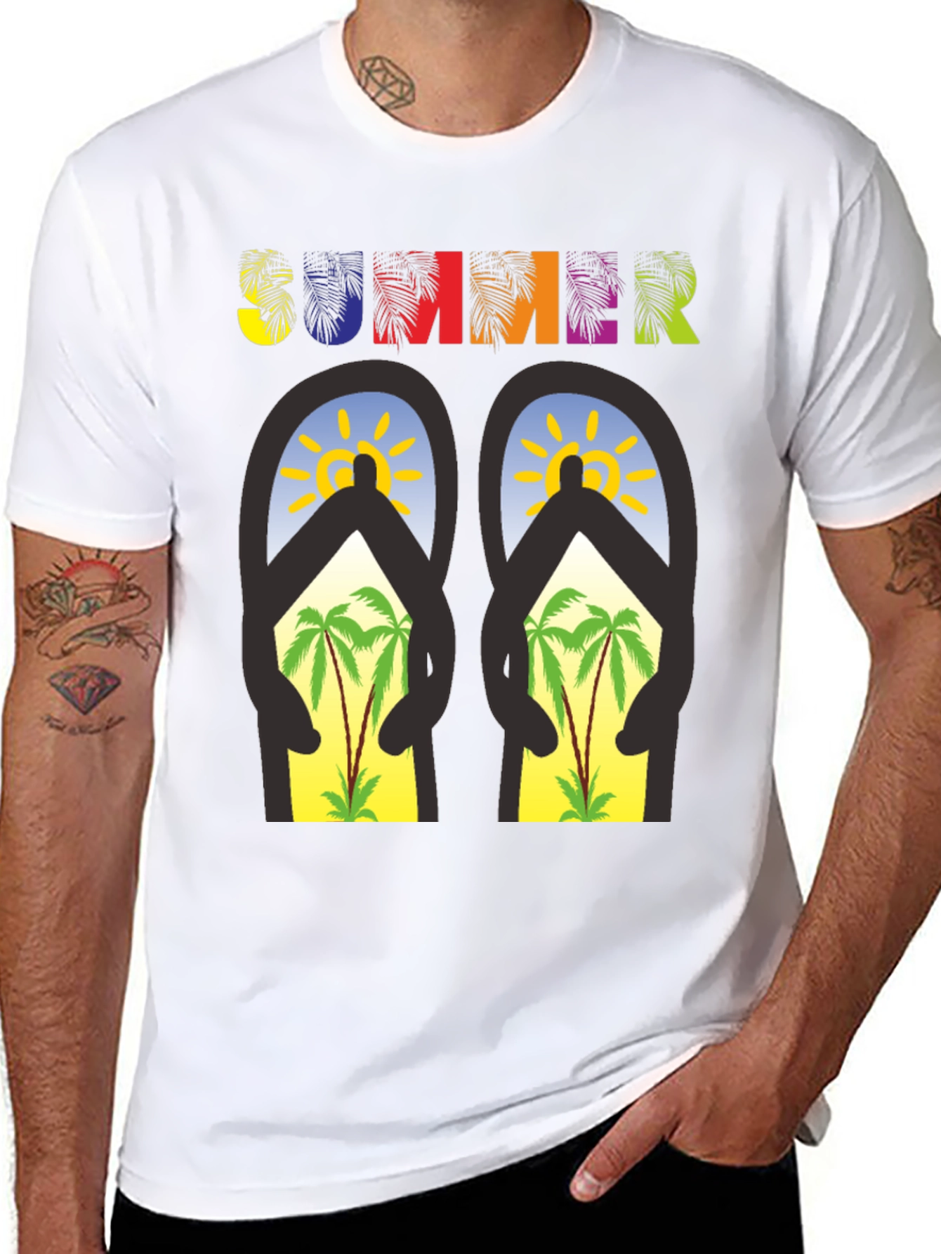 Summer Flip Flop T-Shirt - Palm Tree Beach Vibes