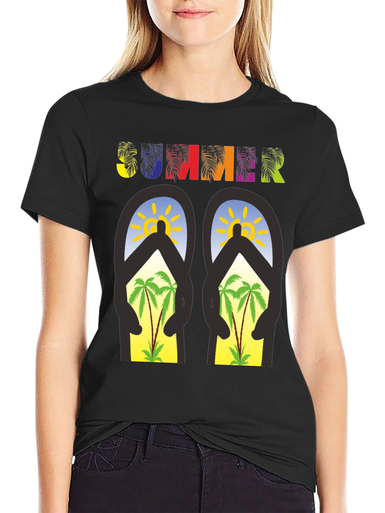 Summer Flip Flop T-Shirt - Palm Tree Beach Vibes